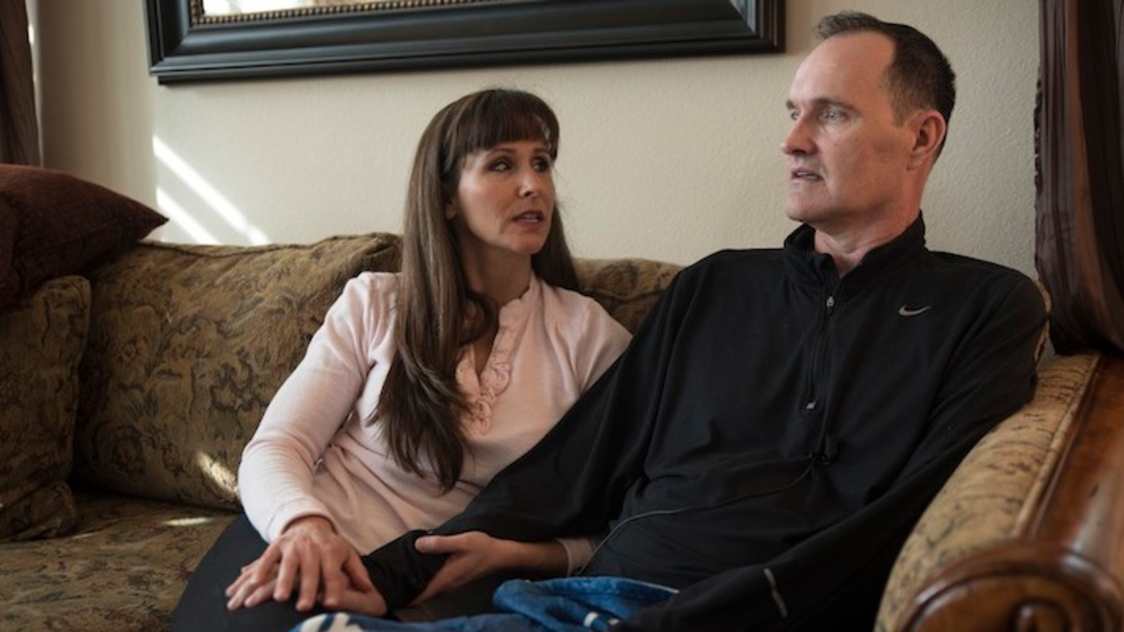 Mike DeBartoli, at home in Tracy, Calif., on March 4, 2017, with his wife Gina. DeBartoli, once a firefighter, is now battling ALS. The newly passed Right to Try law is giving him a chance to try phase one experimental drugs as a possible cure for his disease. (David Butow/Los Angeles Times/TNS)