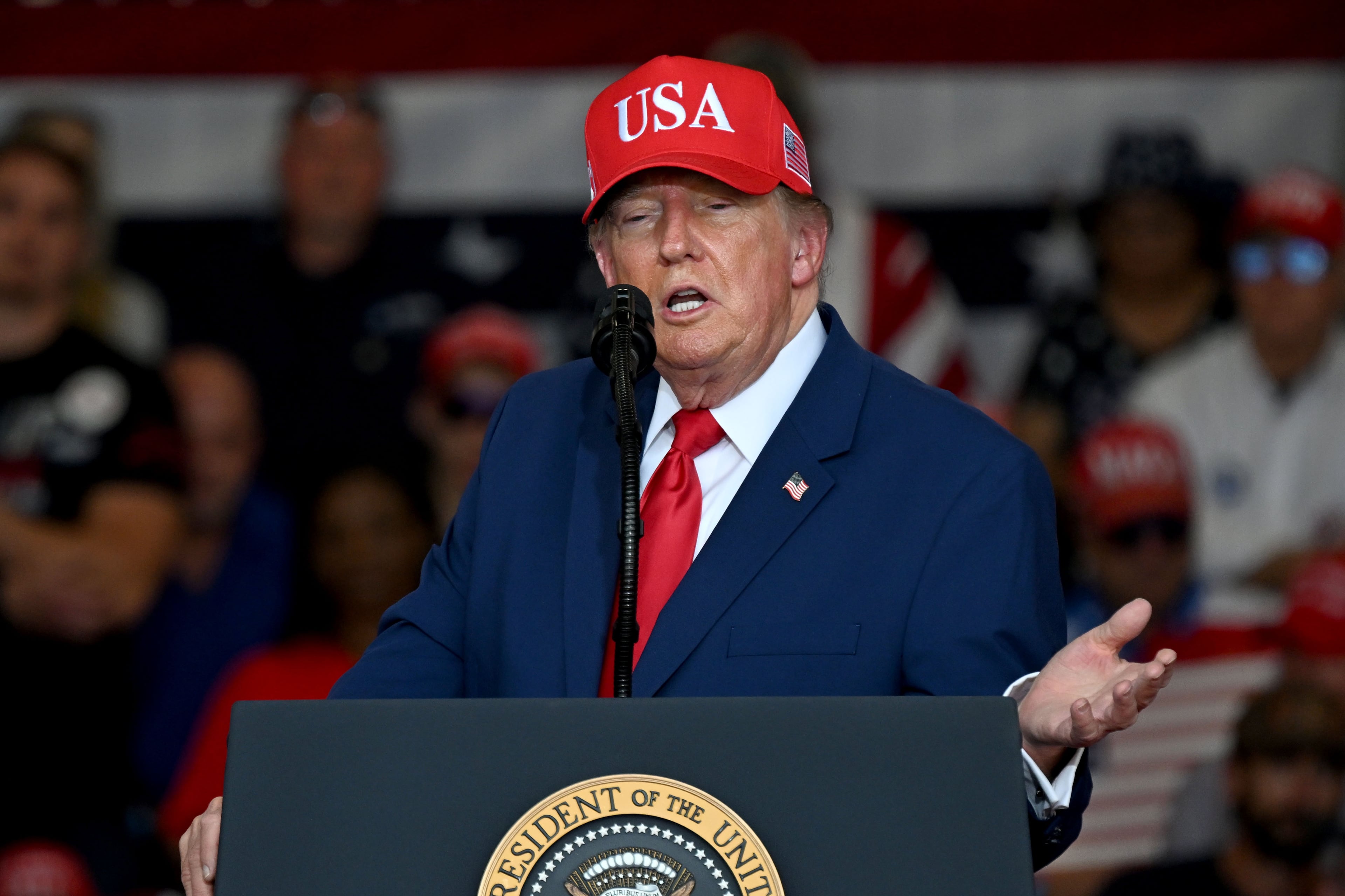 President Donald Trump was recently in Georgia, at a campaign rally at Dalton Municipal Airport, and will return this weekend to stump for Republican candidates. (Hyosub Shin/AJC)