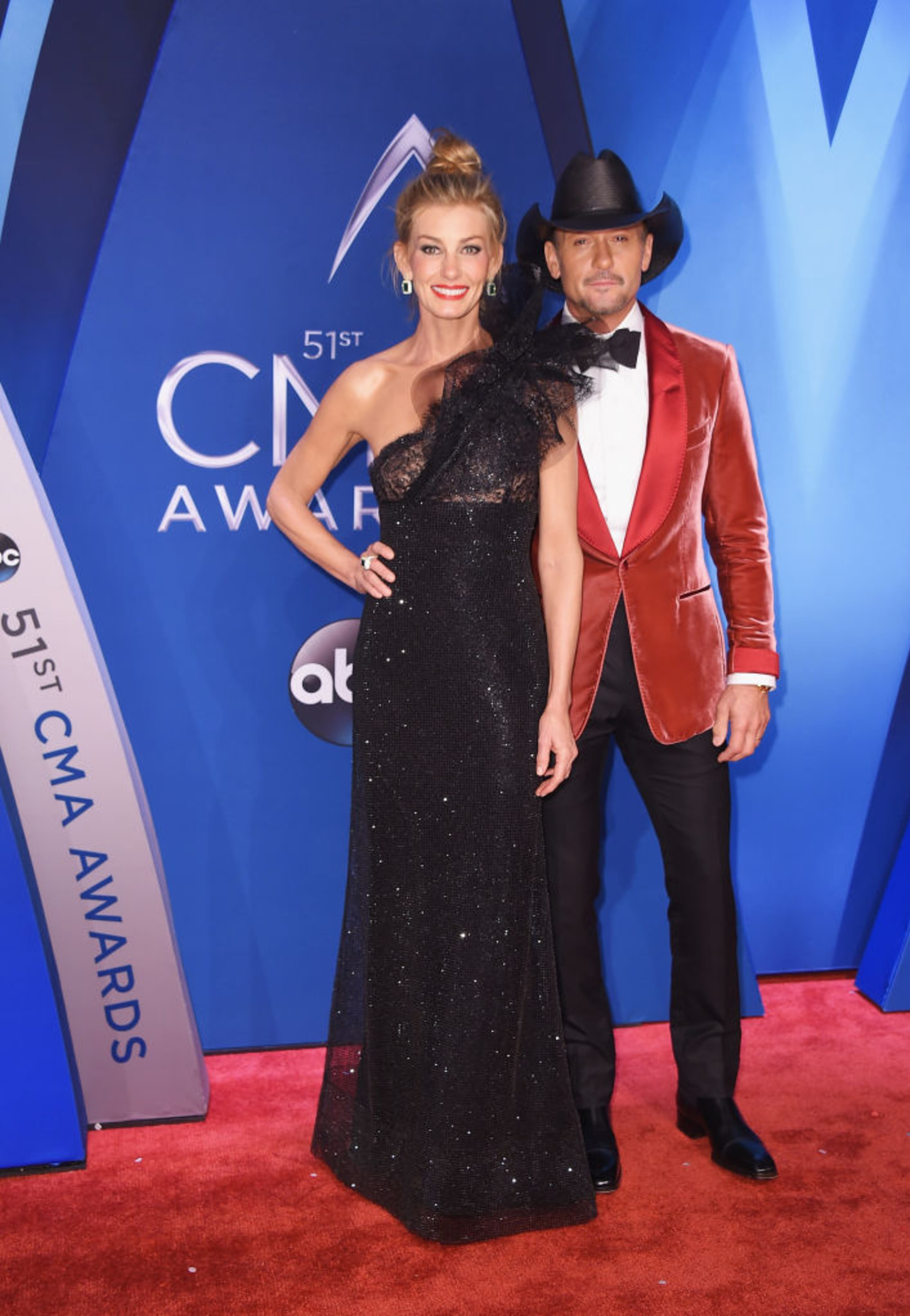 NASHVILLE, TN - NOVEMBER 08: Musical artists Faith Hill and Tim McGraw attend the 51st annual CMA Awards at the Bridgestone Arena on November 8, 2017 in Nashville, Tennessee. (Photo by Michael Loccisano/Getty Images)