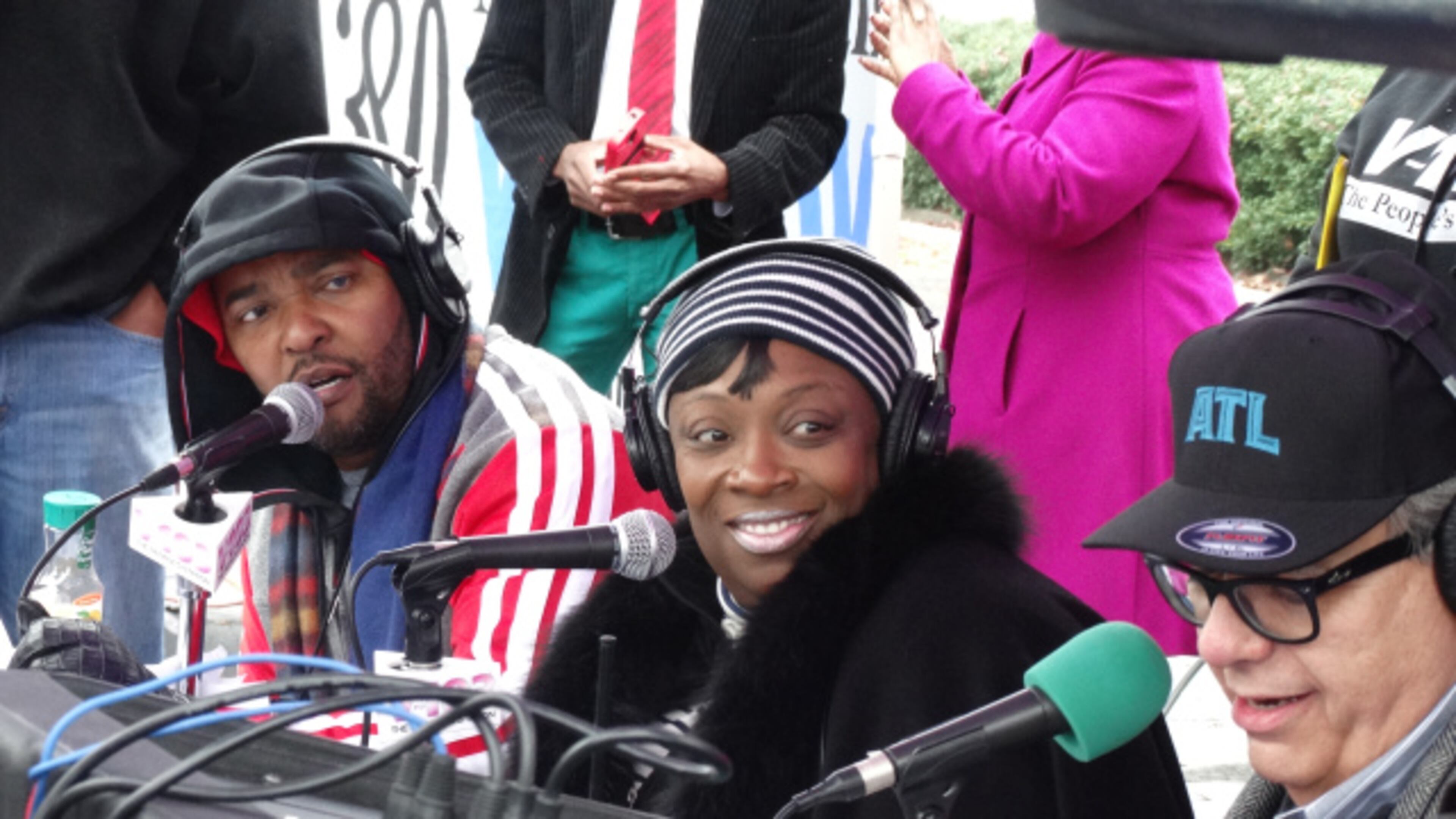 Ryan Cameron, Wanda Smith and Jim Basile at the 11 Alive Can-A-Thon in 2014. (Rodney Ho/The Atlanta Journal-Constitution)