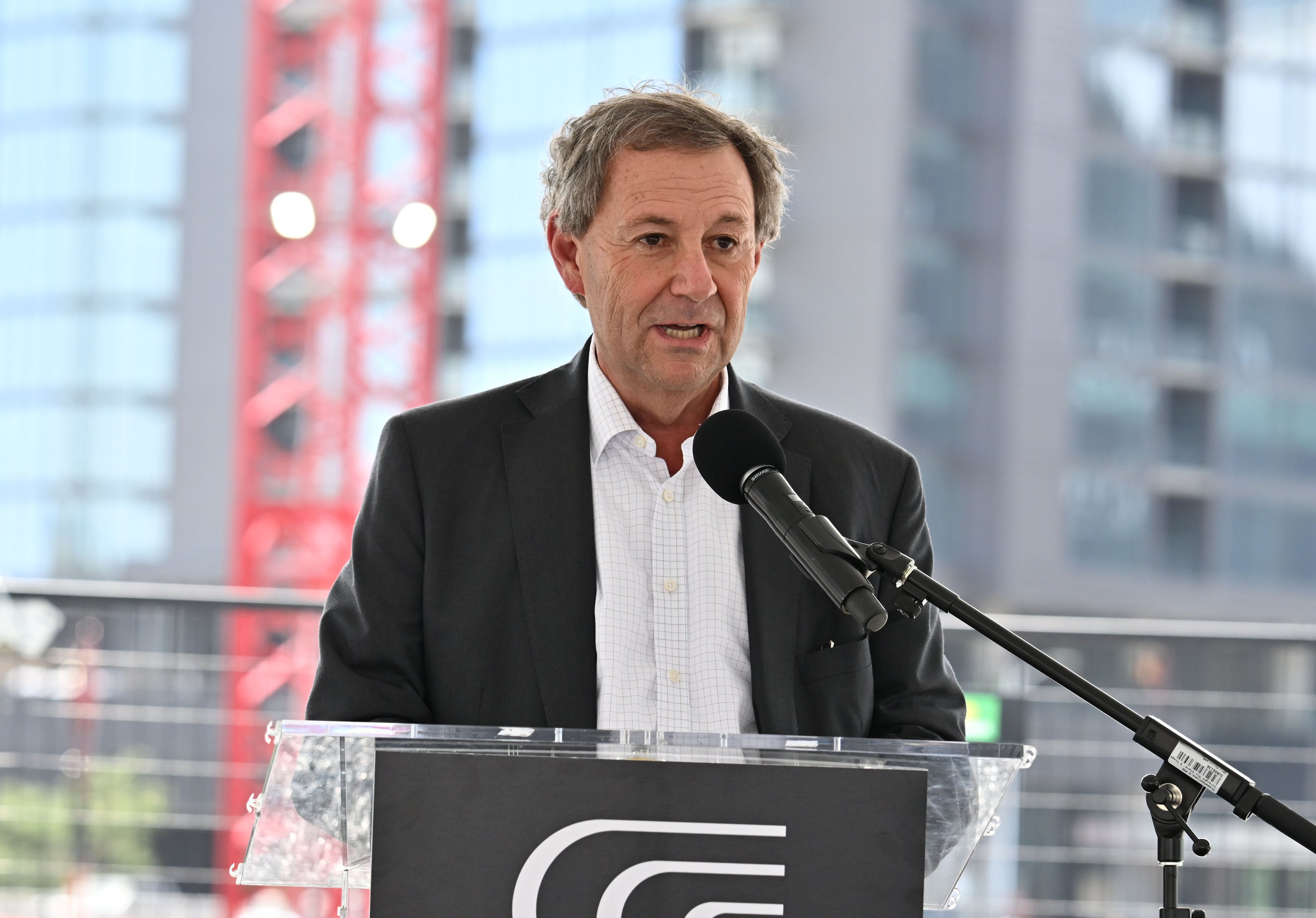 William Pate, President and CEO of Atlanta Convention & Visitors Bureau, speaks at a 2025 press conference. (Hyosub Shin/AJC 2025)