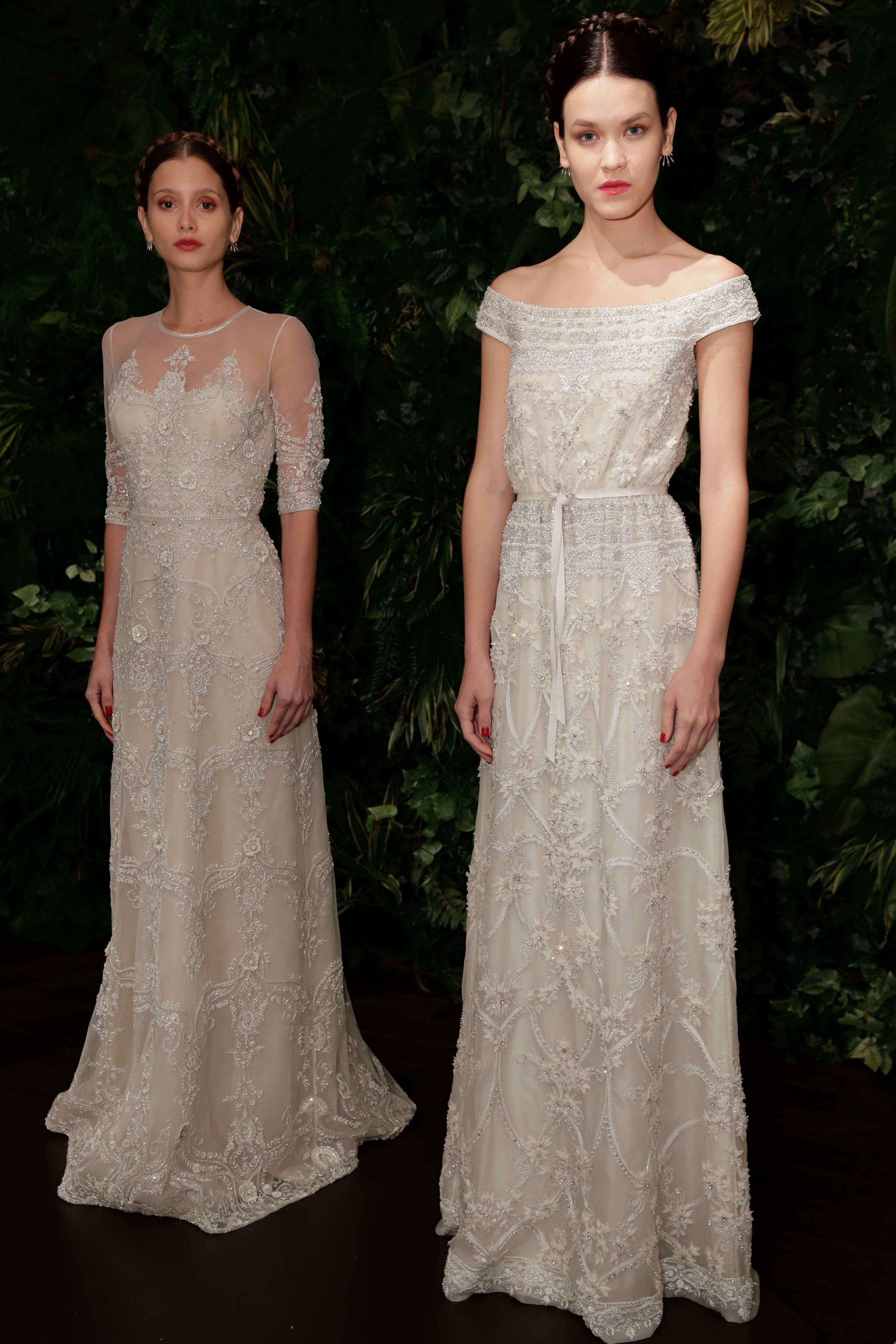 Models pose during the Naeem Khan Fall/Winter 2014 Bridal Collection presentation and reception on Oct. 12, 2013, in New York City.