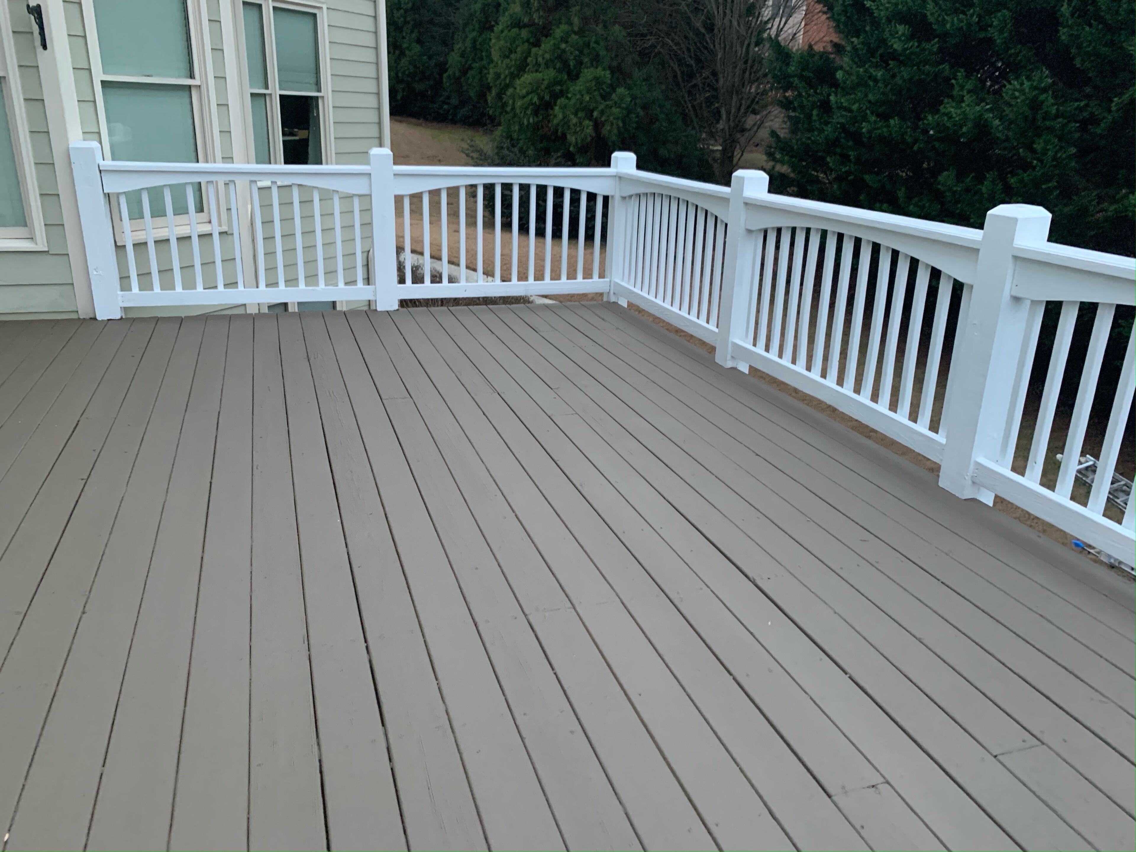 A Genesis Contracting of GA finished deck staining project. Genesis owner Jose Padilla recommends homeowners stay on top of maintenance projects like these to prevent bigger issues from developing.