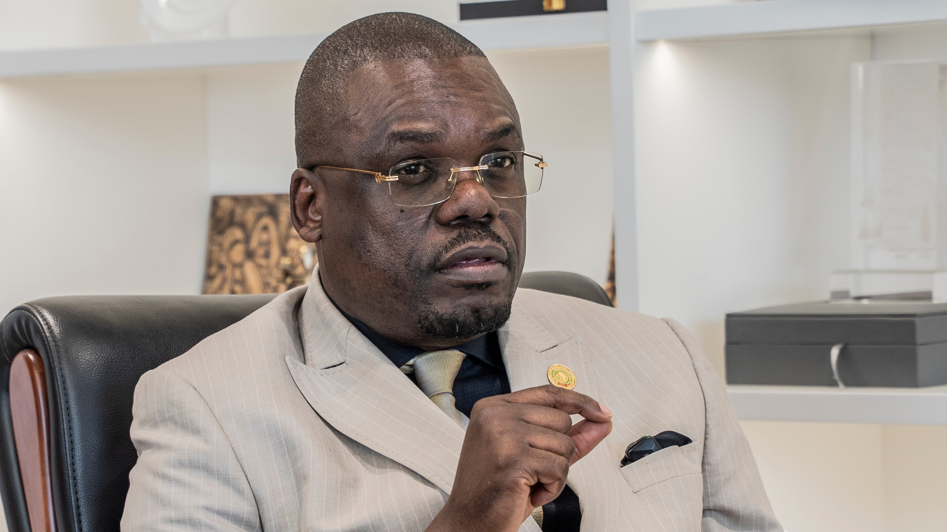 Africa Centres for Disease Control and Prevention Director-General Jean Kaseya speaks during an interview with The Associated Press in Addis Ababa, Ethiopia, Friday, June 19, 2026. (AP Photo/Amanuel Sileshi)