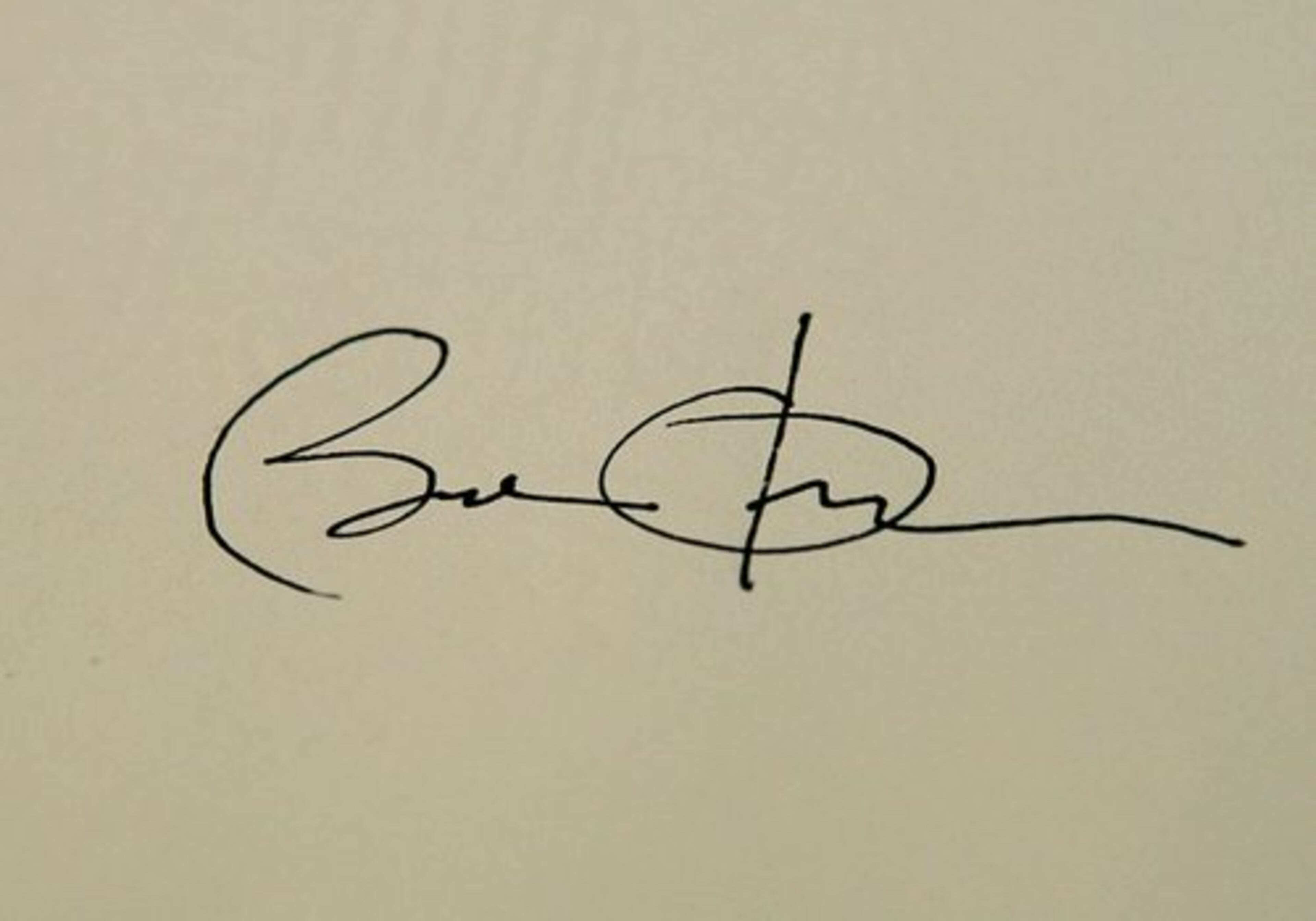 Obama's first signature as president is seen after he signed a proclamation, after being sworn in.