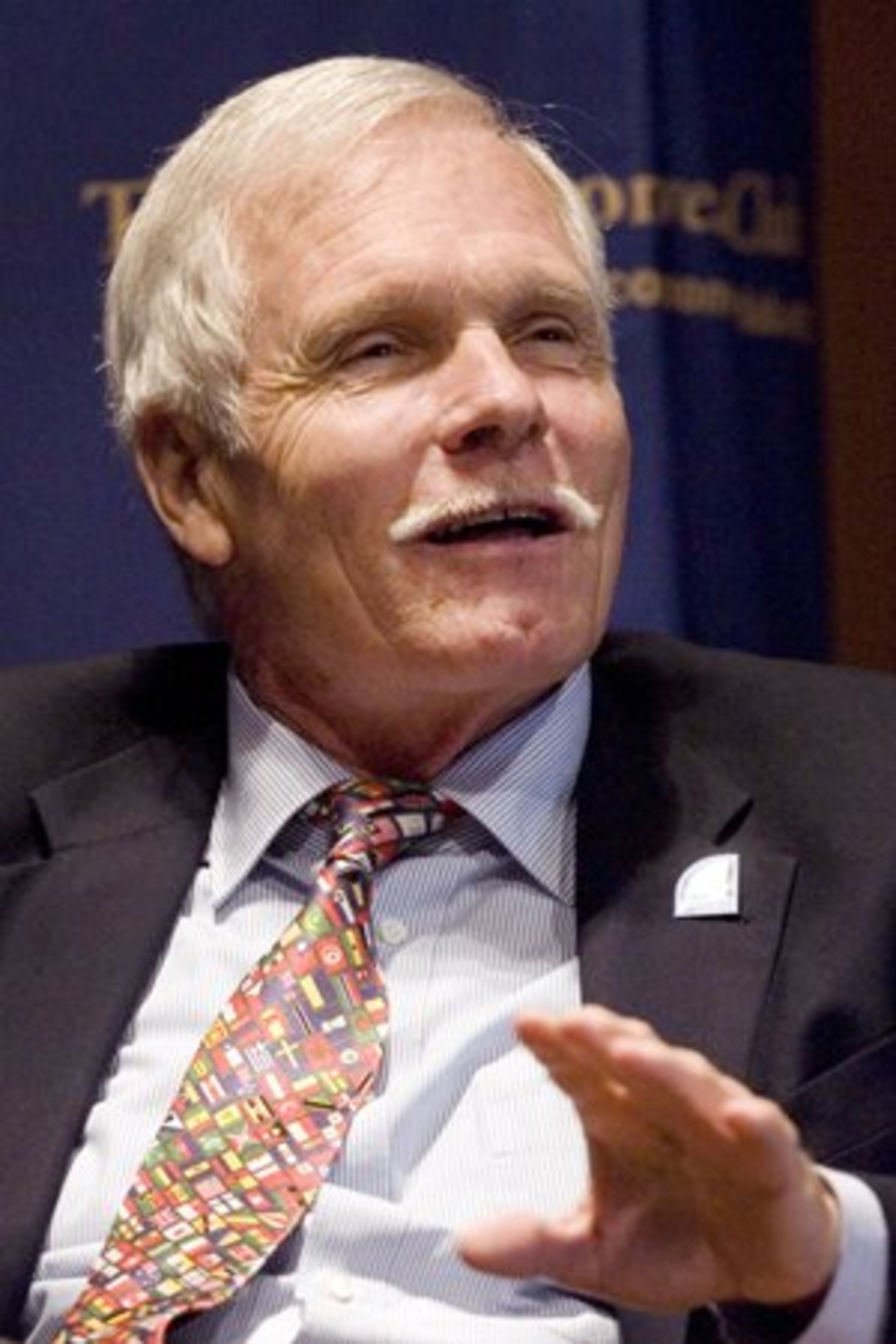 Here's Ted! In an interview with Charlie Rose on PBS, Ted Turner shows he hasn't lost his way with words. Discussing global warming, Turner says, "We'll be eight degrees hotter in 10, not 10 but 30 or 40 years, and basically none of the crops will grow. Most of the people will have died and the rest of us will be cannibals."