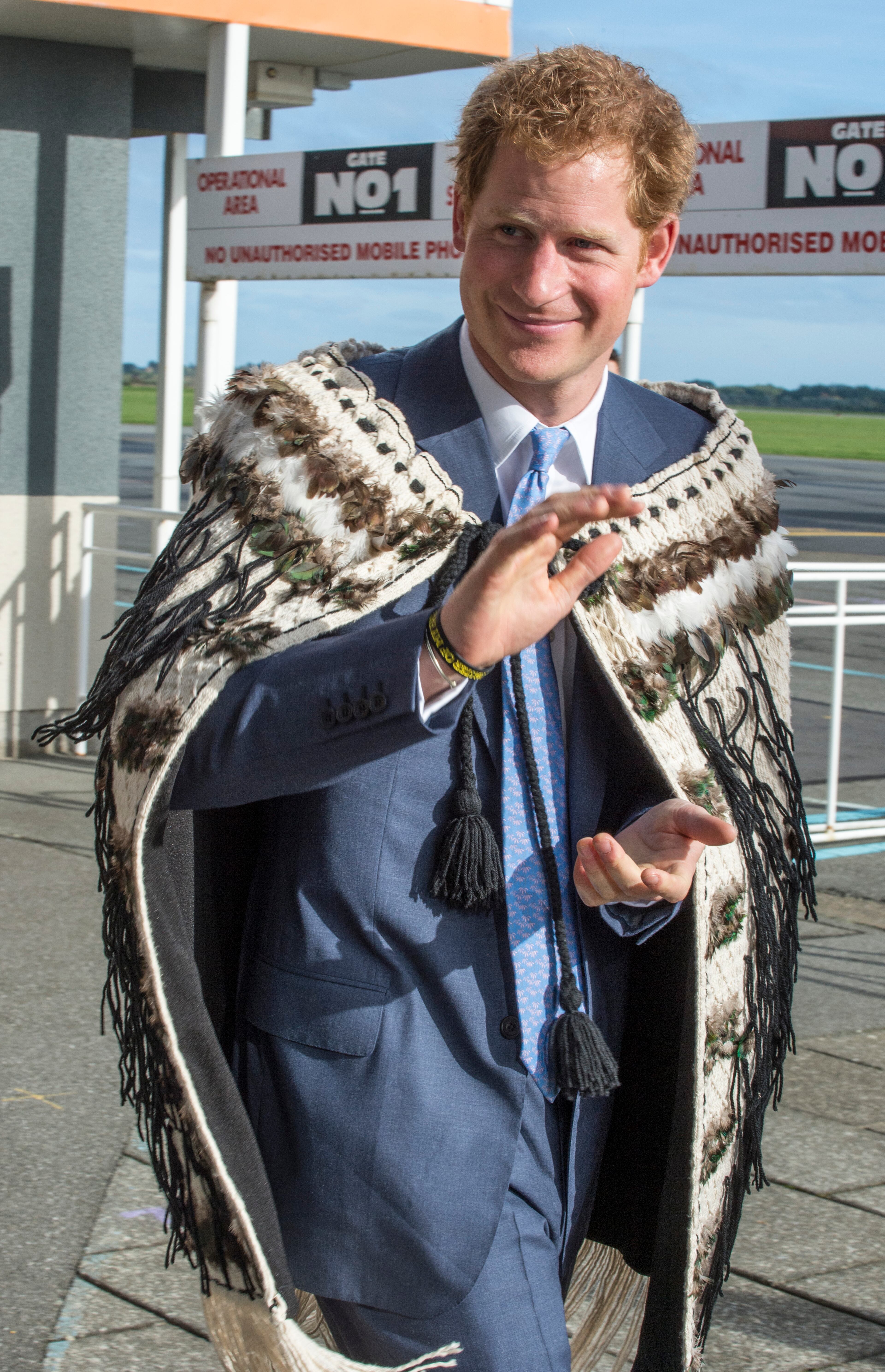 Prince Harry is seen after landing in Invercargill on his way to Stewart Island as part of his first visit to New Zealand on May 10, 2015, in Invercargill, New Zealand.