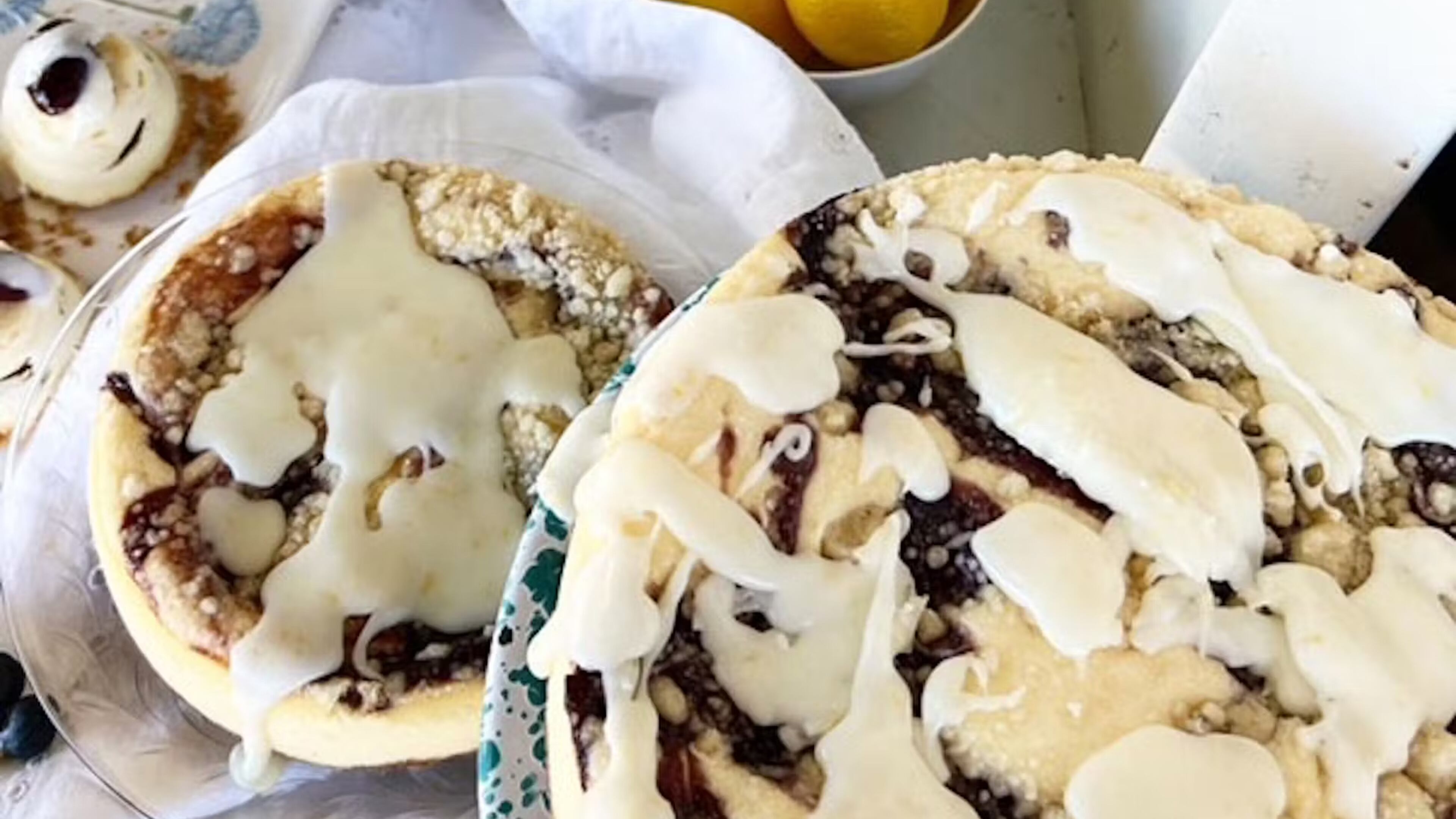 Lemon blueberry crumble cheesecake from Honey Cheesecakes. Courtesy of Honey Catering