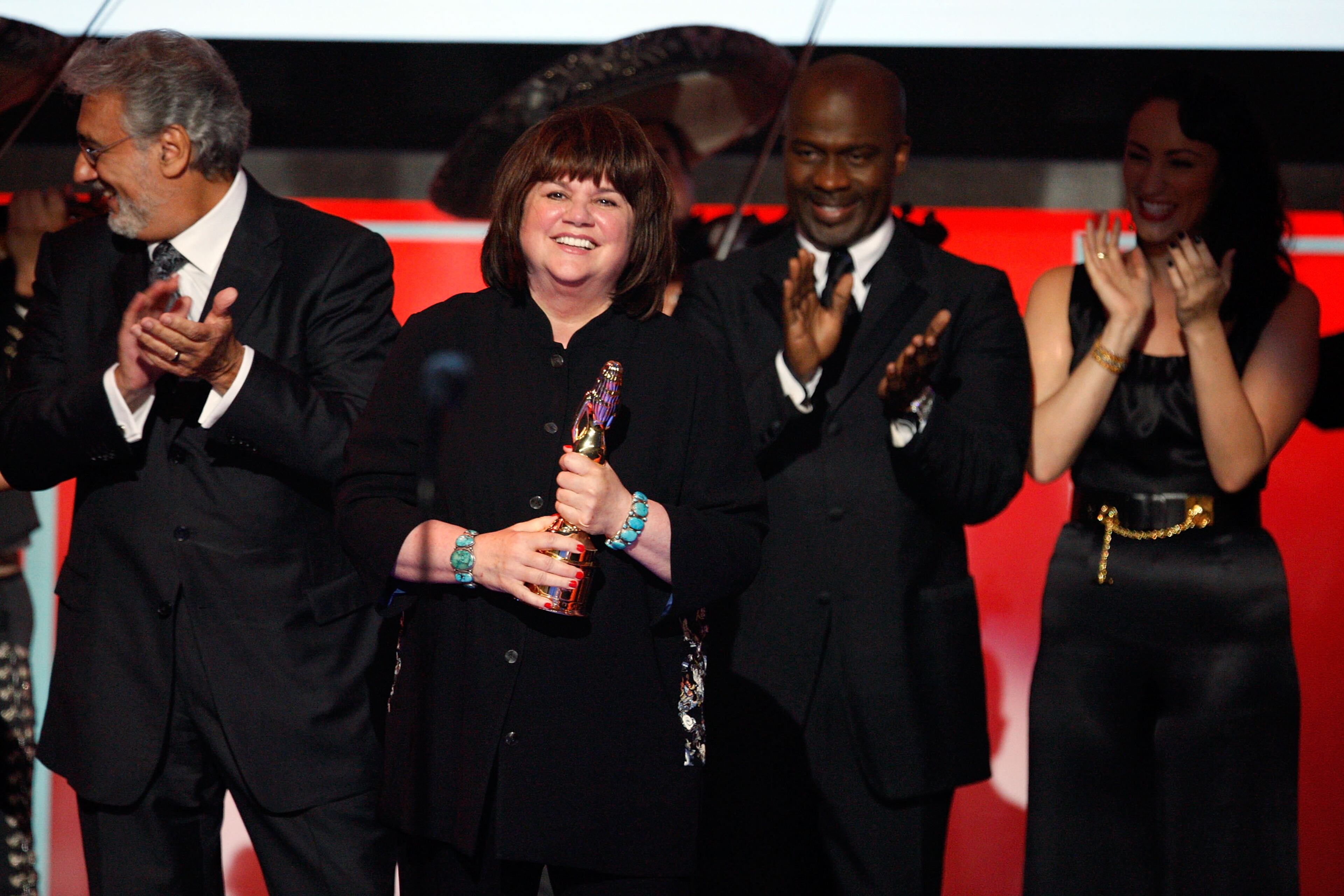 Singer Linda Ronstadt accepts the Trailblazer award onstage during the 2008 ALMA Awards at the Pasadena Civic Auditorium on August 17, 2008 in Pasadena, California. Linda Ronstadt, Hall and Oates, Nirvana, Peter Gabriel, and The Replacements are among first-time nominees to the Rock and Roll Hall of Fame. The hall of fame announced its annual list of nominees Wednesday morning, Oct. 16, 2013, and half the field of 16 were first-time nominees. (Photo by Vince Bucci/Getty Images)
