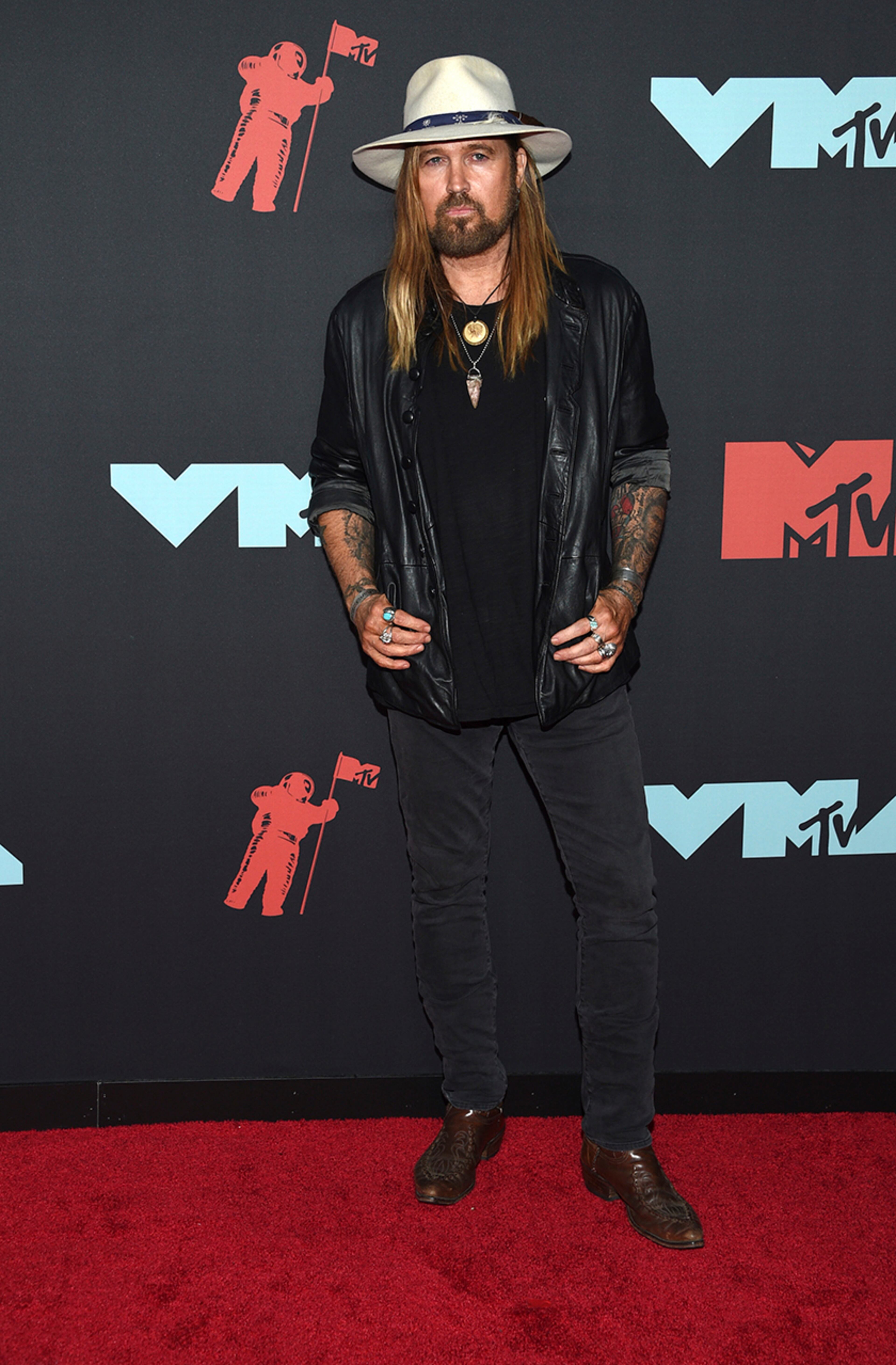 Billy Ray Cyrus arrives at the MTV Video Music Awards at the Prudential Center on Monday, Aug. 26, 2019, in Newark, N.J. (Photo by Evan Agostini/Invision/AP)