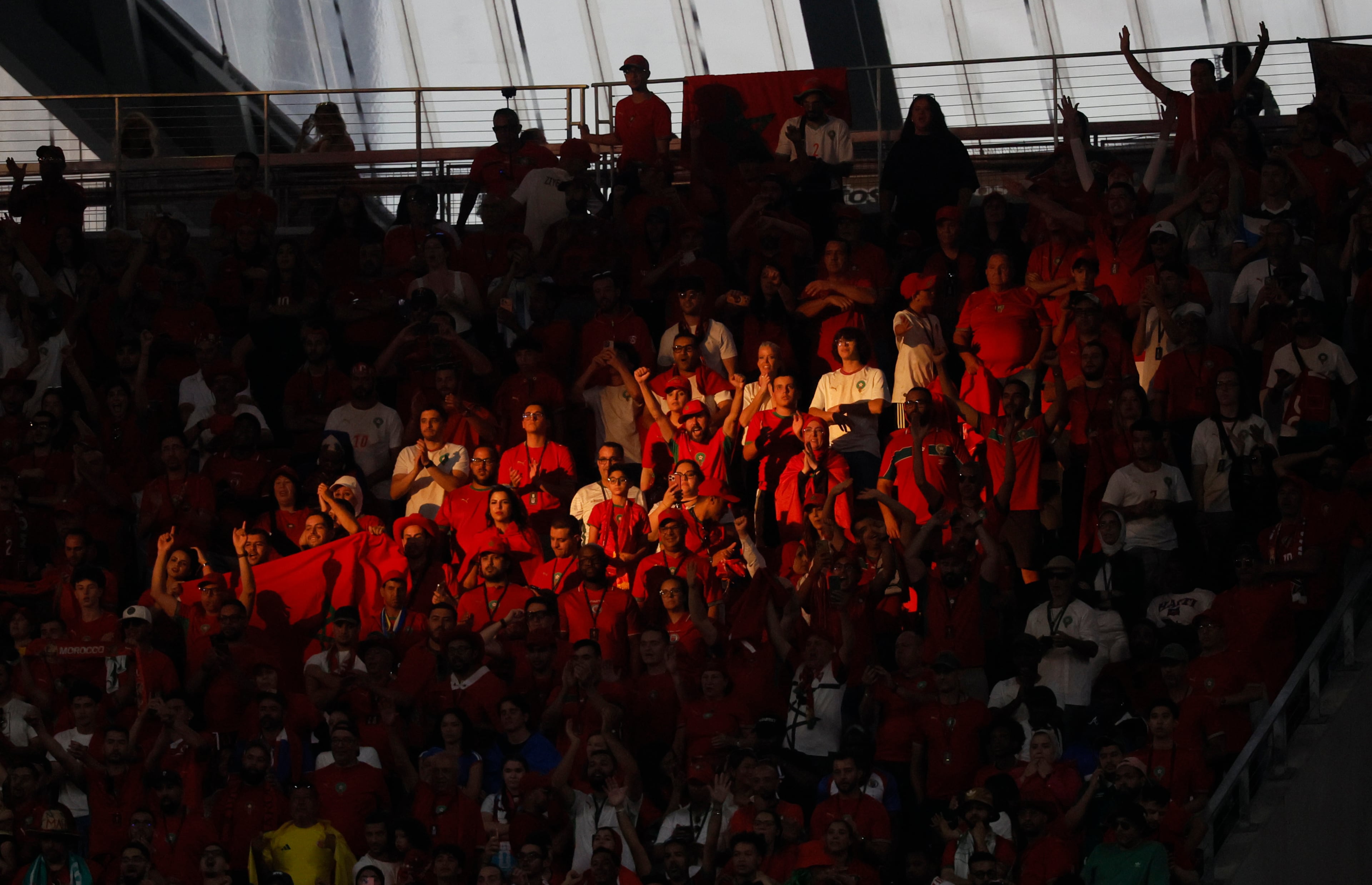 Morocco fans celebrate a win over Haiti in Morocco vs. Haiti Group C FIFA World Cup match at Atlanta Stadium (Mercedes-Benz Stadium) on Wednesday, June 24, 2026. (Miguel Martinez/AJC)