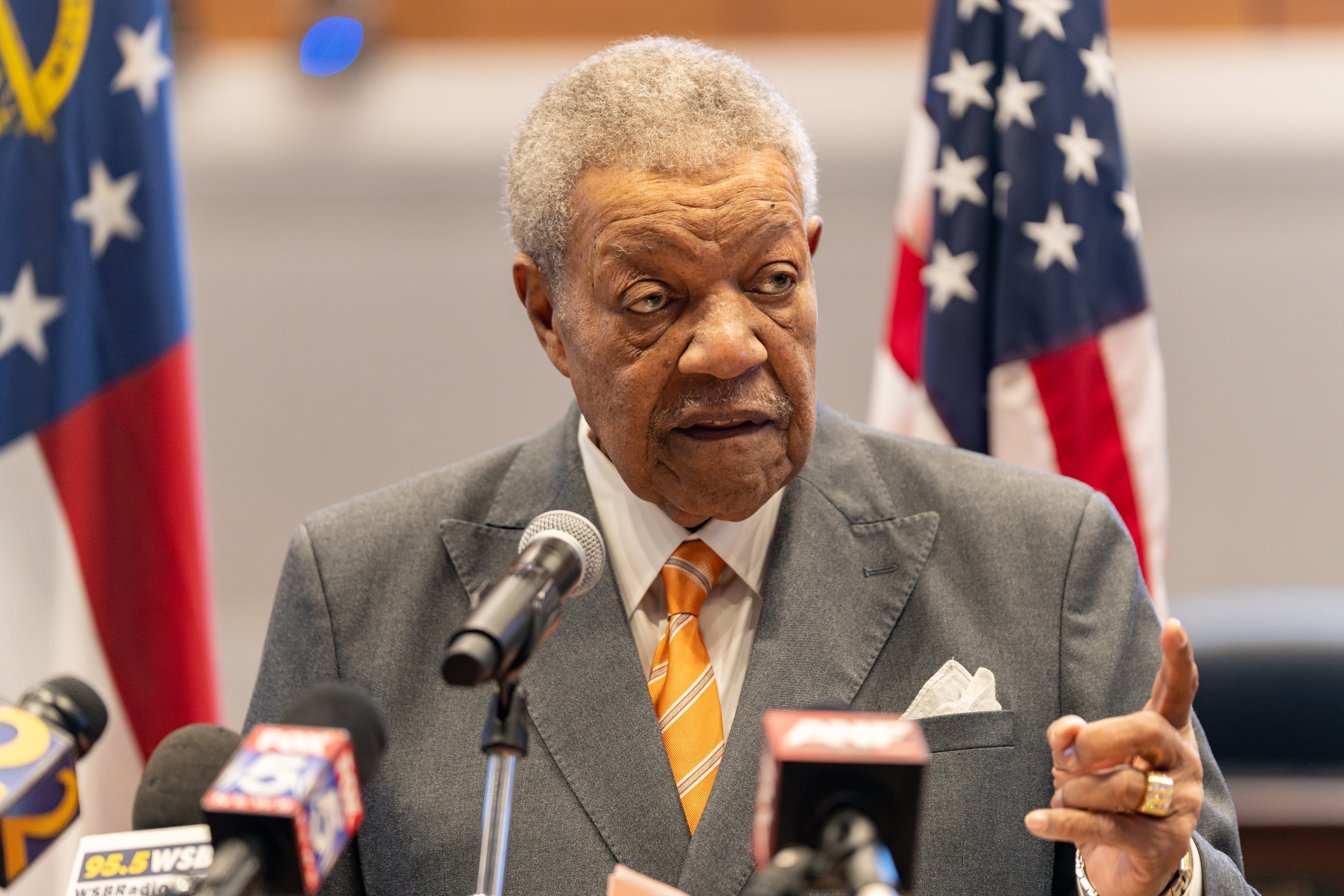 Fulton County Board of Commissioners Chairman Robb Pitts addresses a press conference on the FBI raid on the Fulton County Elections Hub in reference to the 2020 presidential election on Thursday, Jan 29, 2026. (Ben Hendren for the AJC)