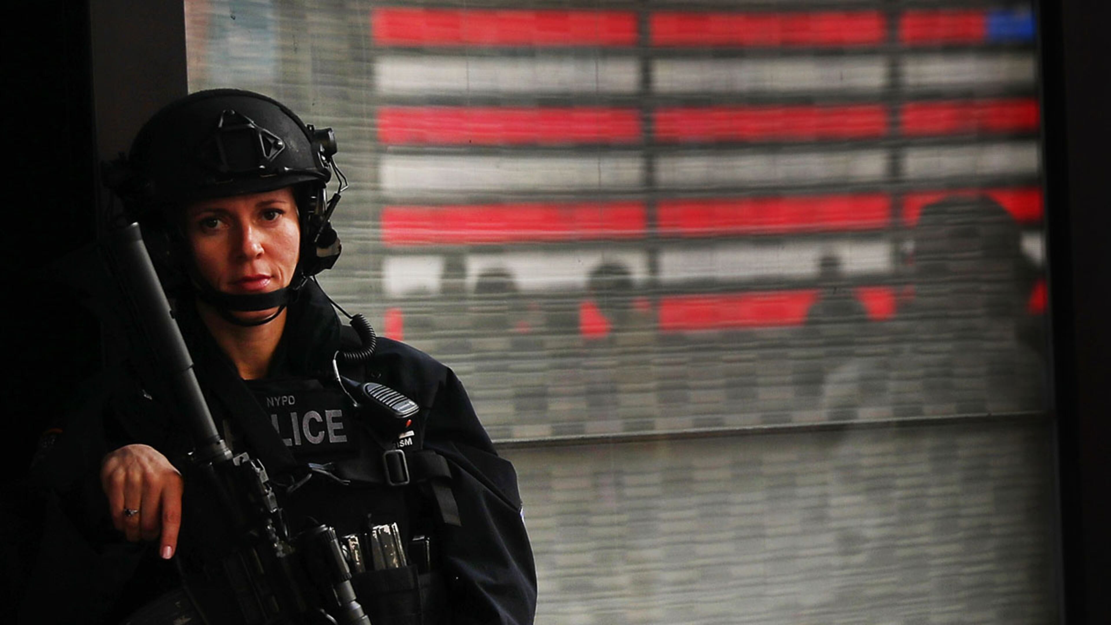 A police officer stands in Time Square on November 2, 2016 in New York City.