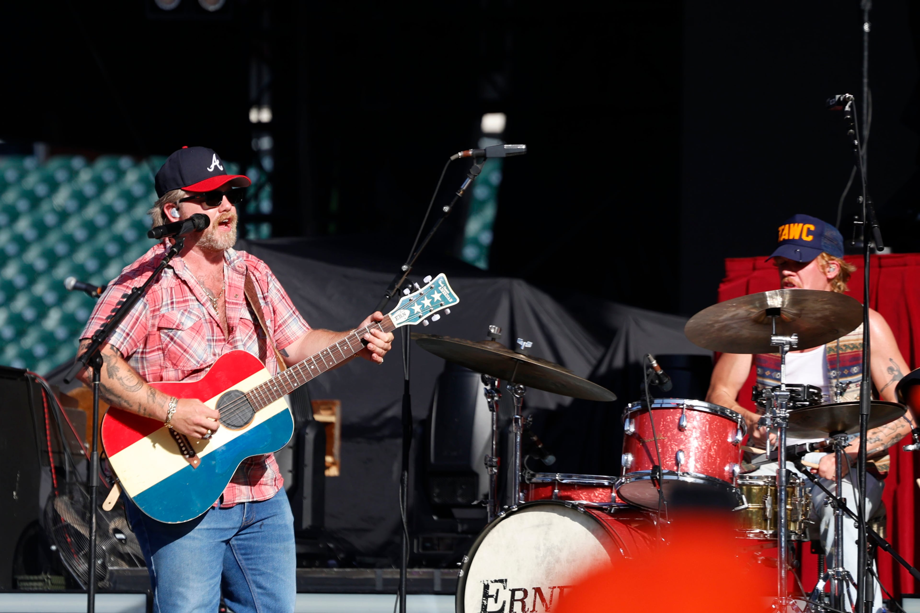 June 13, 2026 - Atlanta, GA: ERNEST performs at the Braves Country Fest, an inaugural, a first of its kind celebration of Braves baseball and country music. He started of his set with hits The Star-Spangled Banner, Gettin' Gone, Boat Named After You. (Akili-Casundria Ramsess/For the AJC)