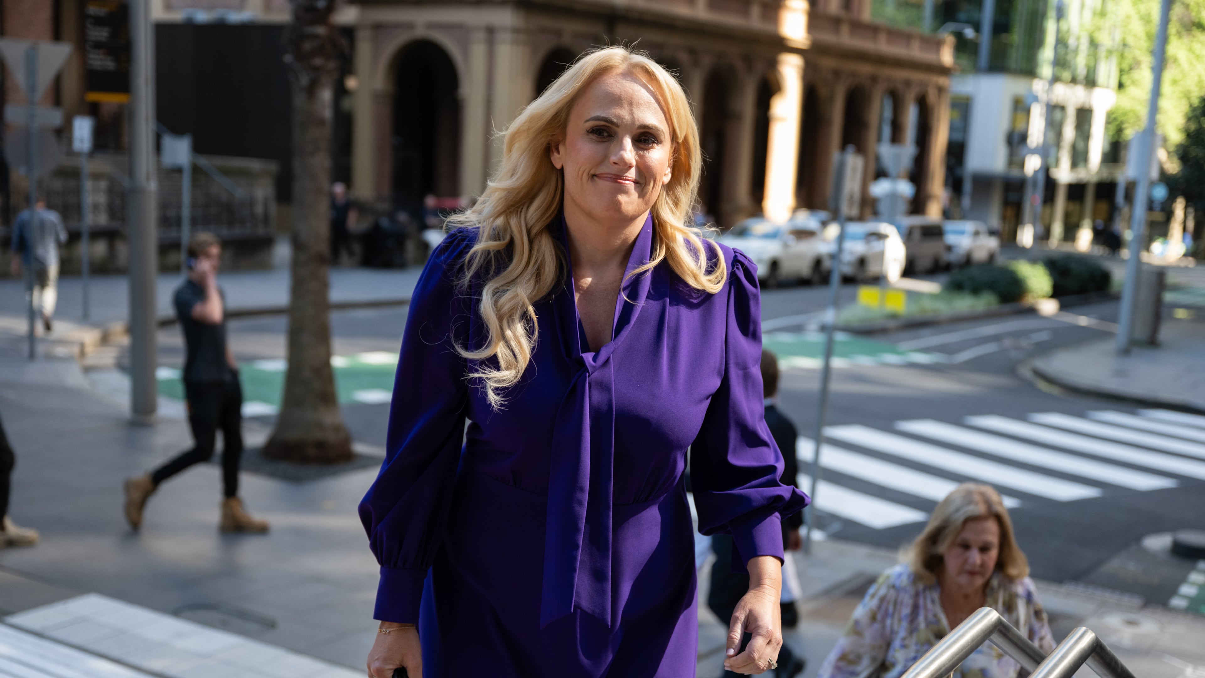 Australian actor Rebel Wilson arrives at the Federal Court of Australia, in Sydney, Monday, Sept. 21, 2026. (Sarah Wilson/AAP Image via AP)