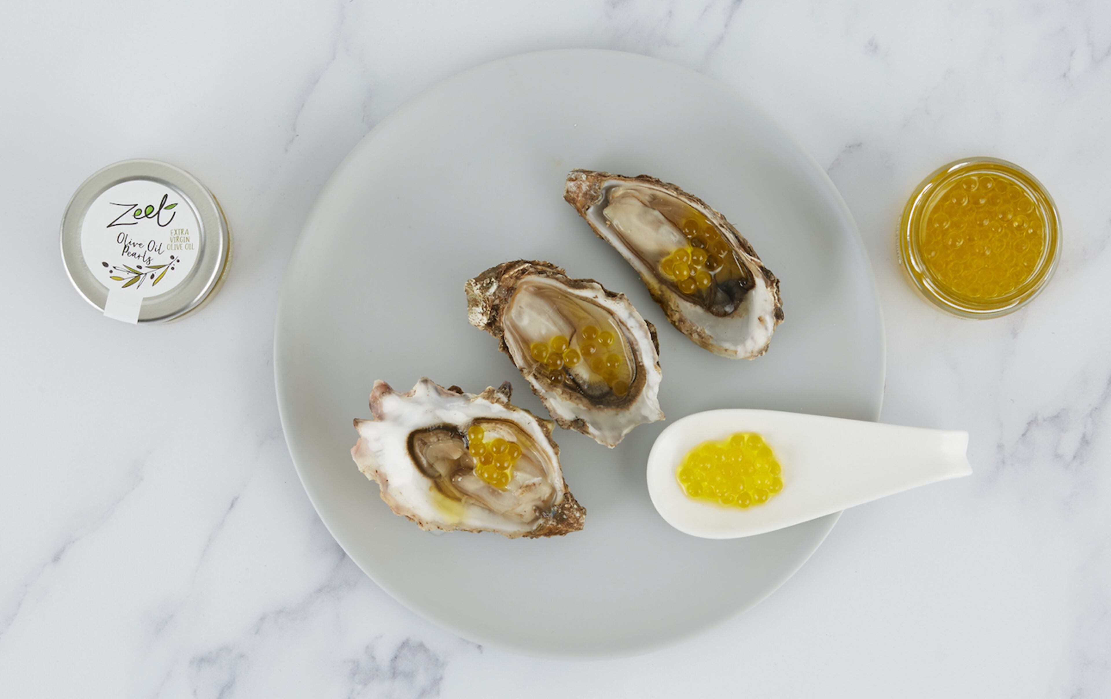 Olive oil pearls. Courtesy of Season and Stir