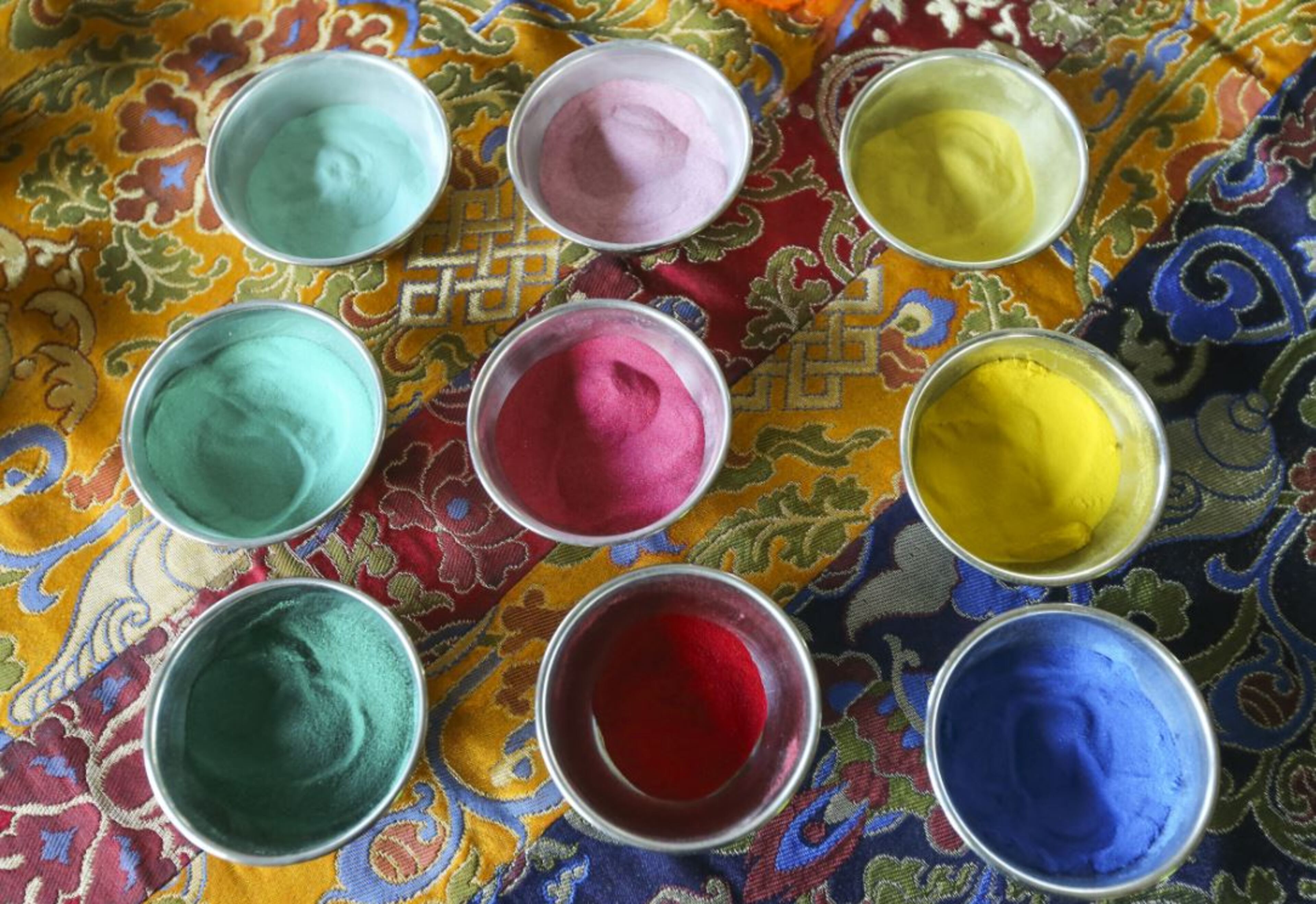 The monks from the Drepung Loseling Monastery began the White Tara piece on Monday and will conclude the work Friday evening.