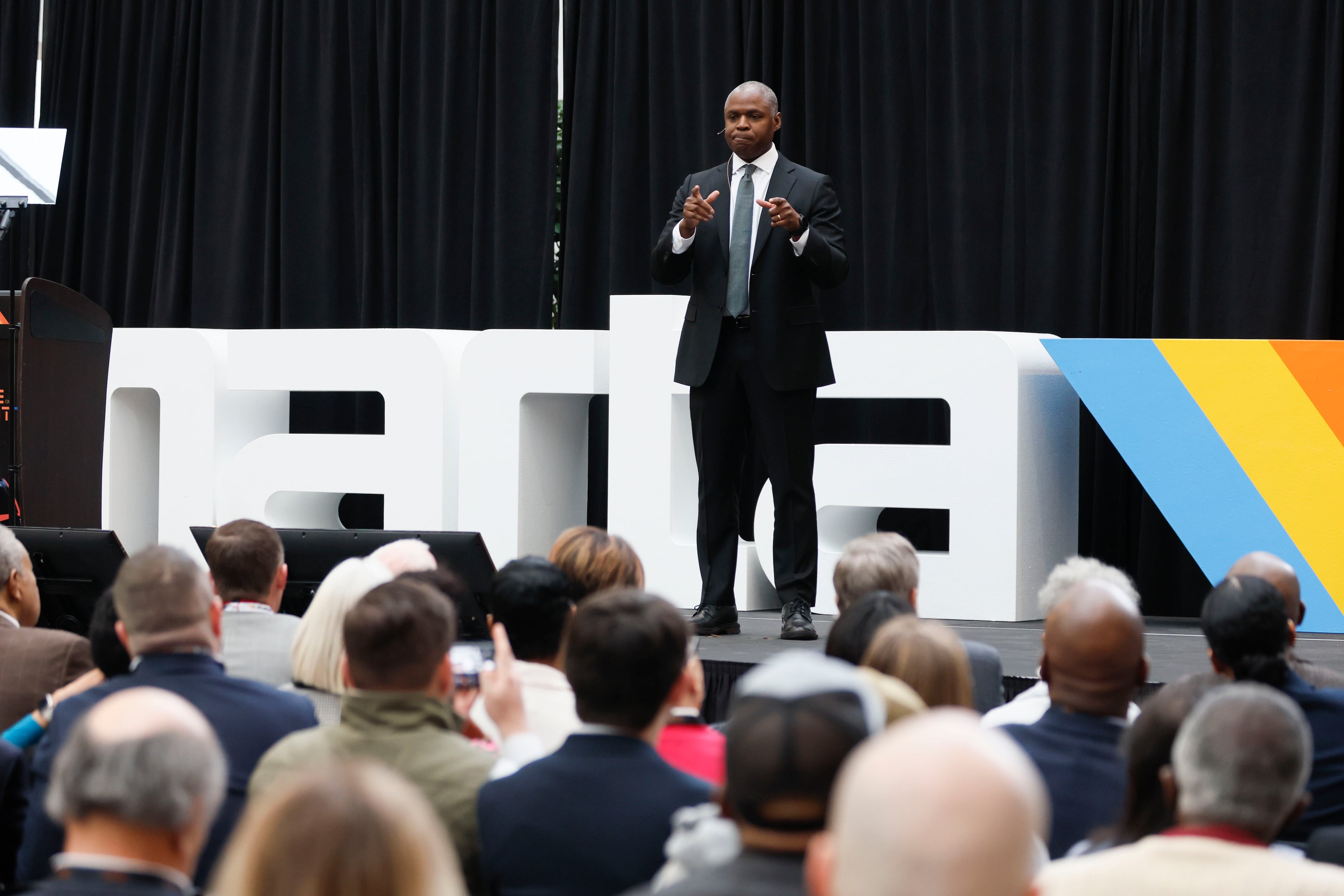 MARTA General Manager and CEO Collie Greenwood presented his remarks during the State of Marta address on Thursday, January 2025.
(Miguel Martinez/ AJC)