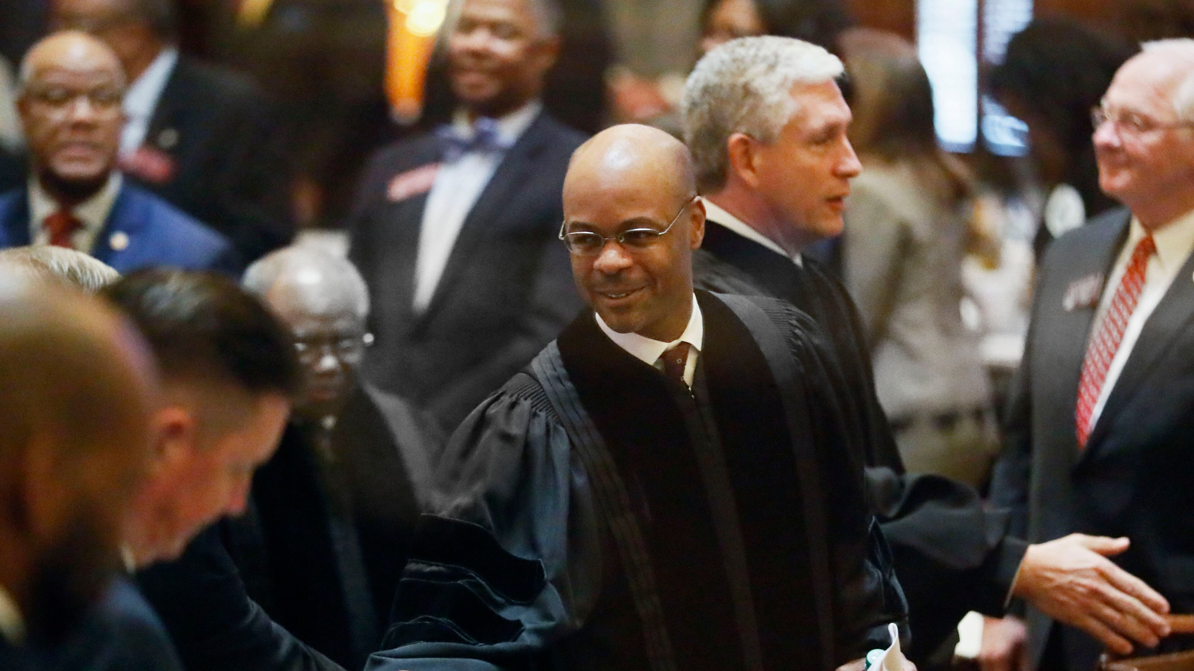 Georgia Supreme Court Chief Justice Harold Melton after he delivered the annual state of the judiciary address before a joint session of the Georgia General Assembly in 2019. (Bob Andres / bandres@ajc.com)