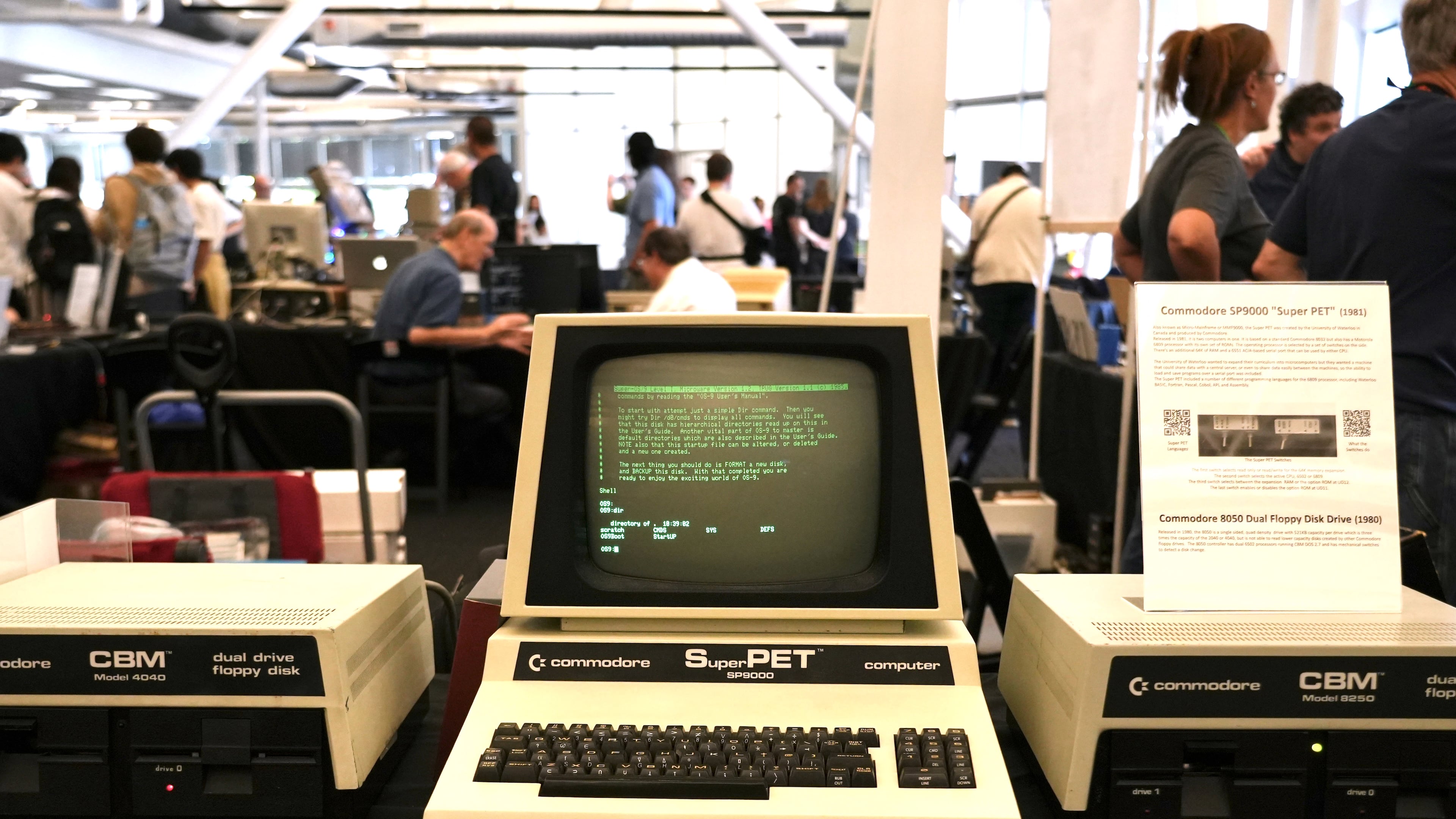 A 1981 Commodore SP9000 “Super PET” computer and floppy disk drives are displayed at the Vintage Computer Festival in Mountain View, Calif., Sunday, Aug. 2, 2026. (AP Photo/Terry Chea)