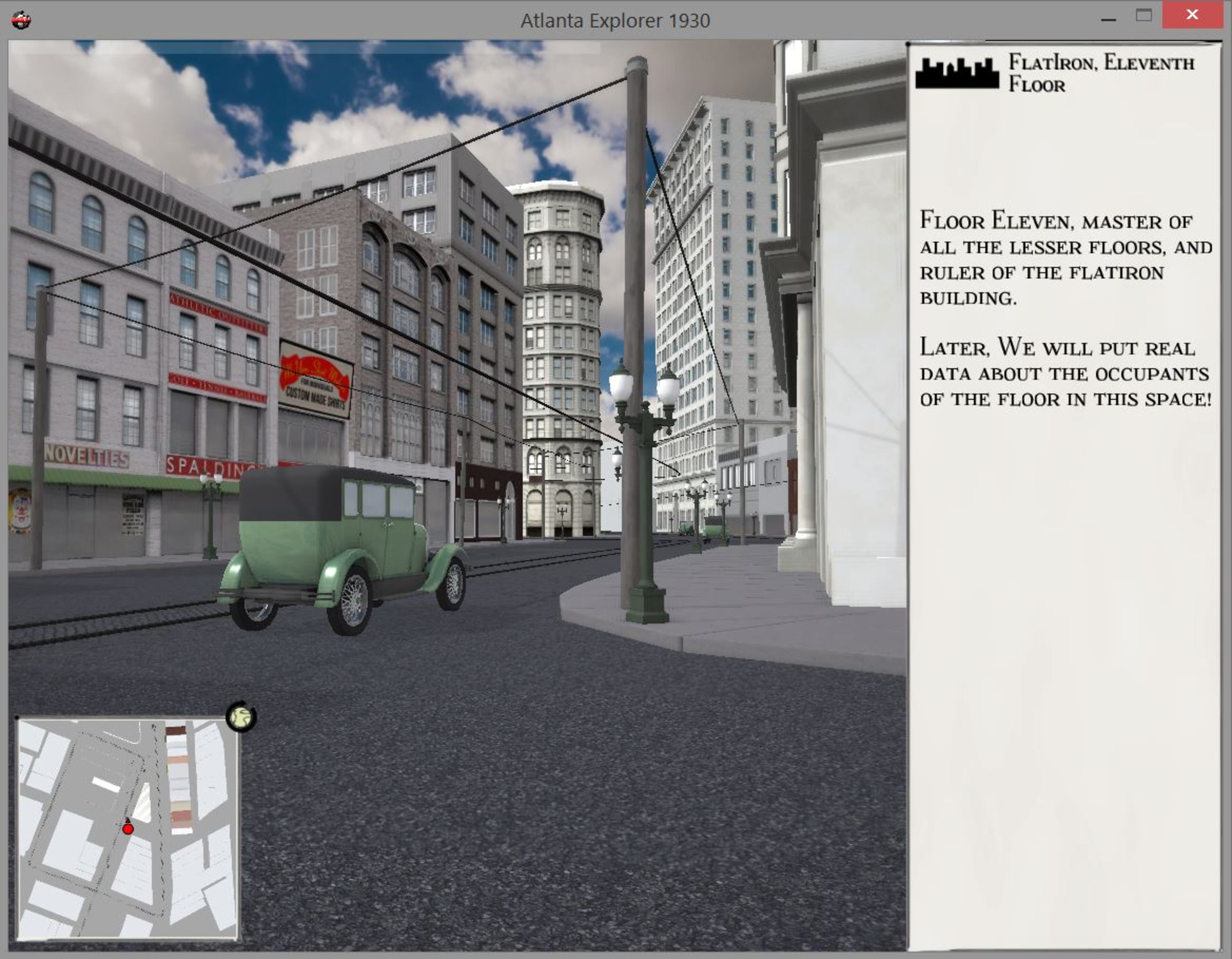 If Atlanta Explorer looks a bit like a video game, it’s because the 3D rendering technology that created this bygone downtown Atlanta environment is very similar. (The Emory Center for Digital Scholarship)