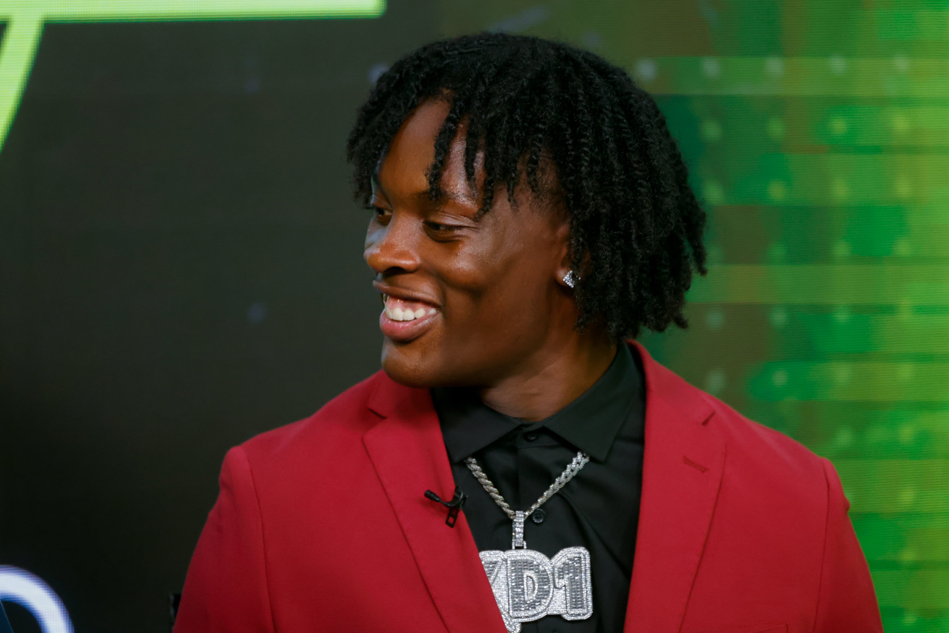 Hampton’s Kamarui Dorsey appears during the taping of the Super 11 reveal show at Score ATL in Roswell on Aug. 3, 2026. (Arvin Temkar/AJC)