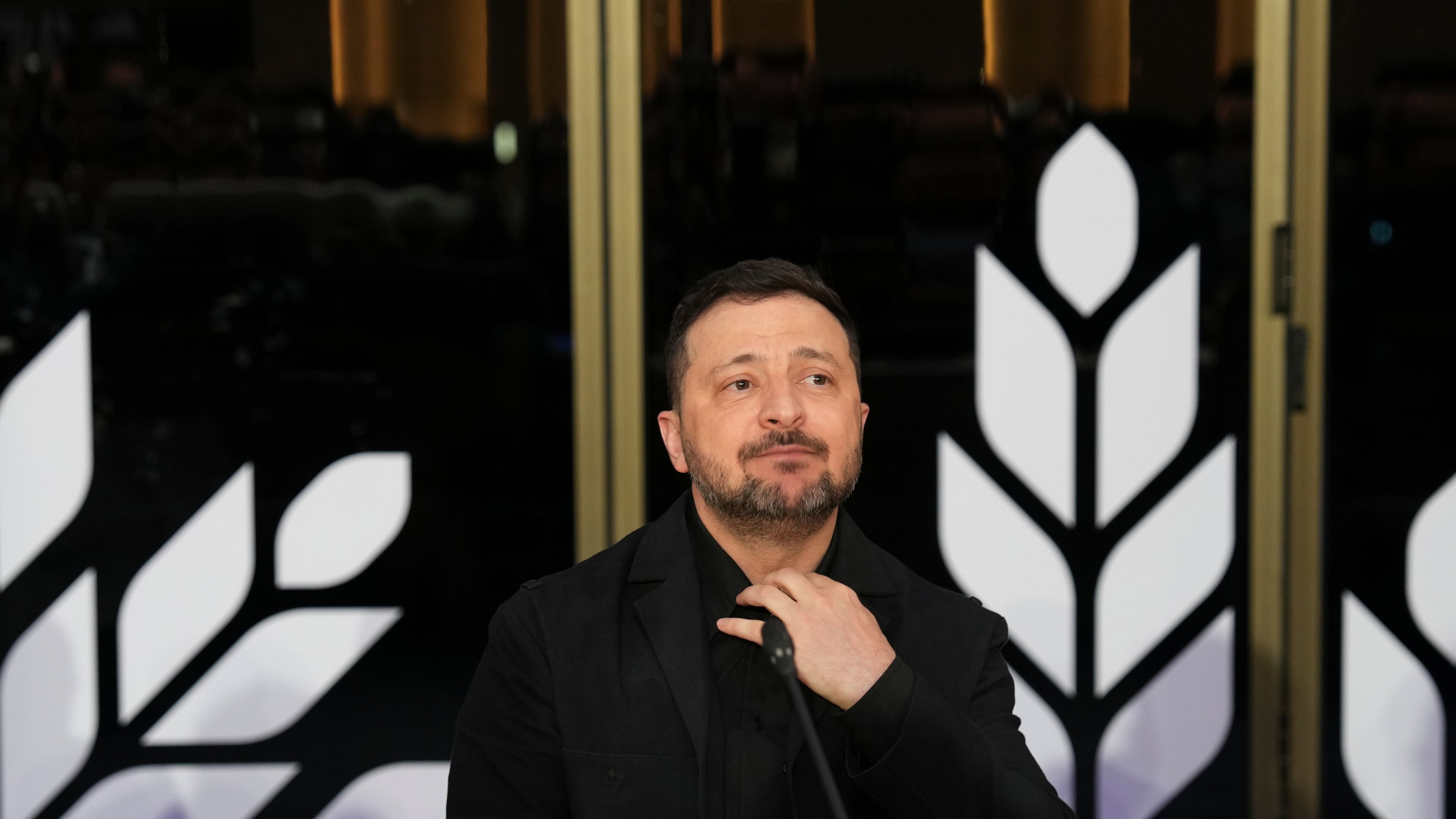 Ukraine's President Volodymyr Zelenskyy attends the EU Summit in Ayia Napa, Cyprus, Thursday, April 23, 2026. (AP Photo/Petros Karadjias)