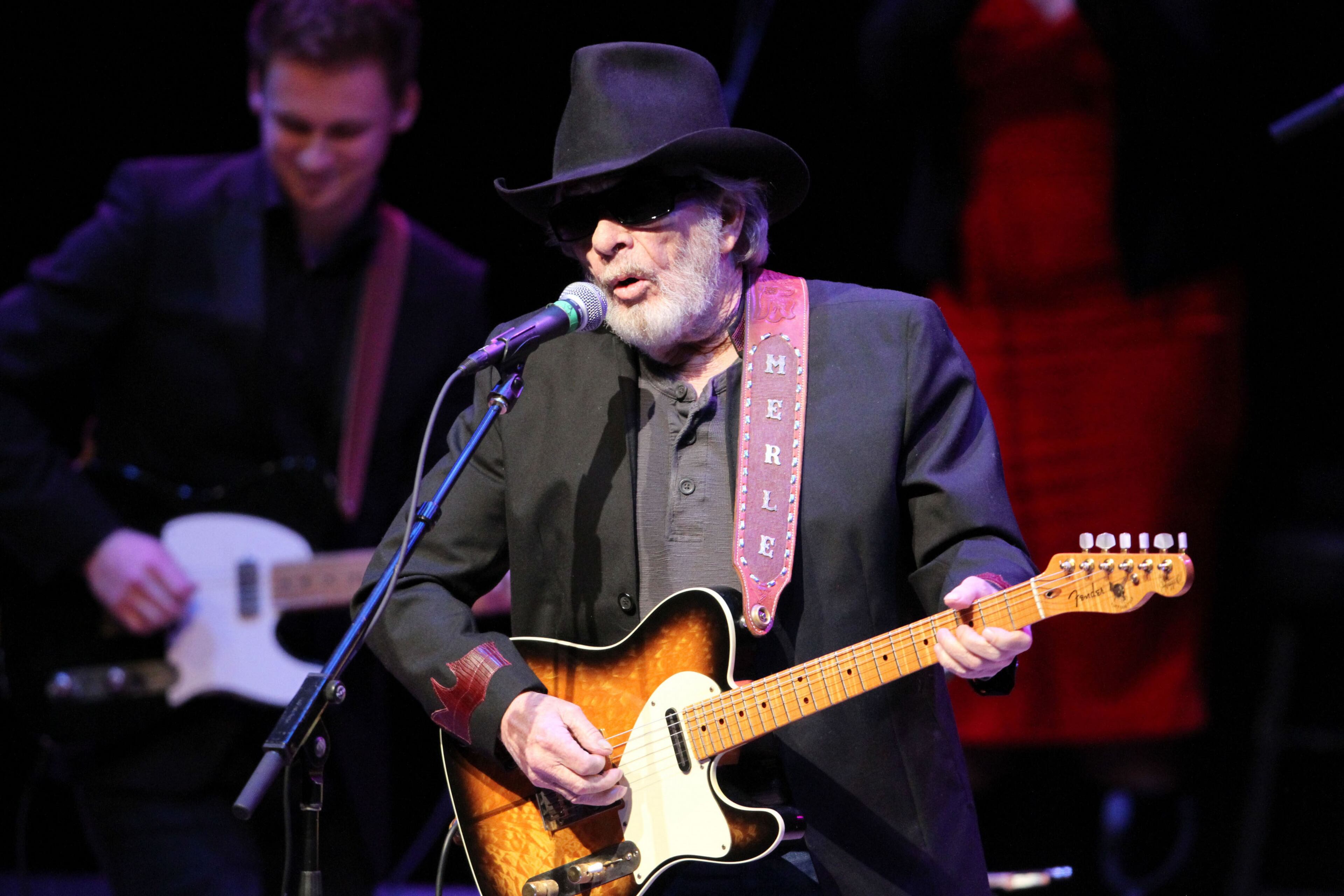 Legendary outlaw Country singer-songwriter-guitarist Merle Haggard entertained a devoted Symphony Hall crowd Friday night. Haggard performed his 1969 hit "Okie from Muskogee" at the 56th Grammy Awards along with Kris Kristofferson, Willie Nelson, and Blake Shelton. Robb D. Cohen/RobbsPhotos.com