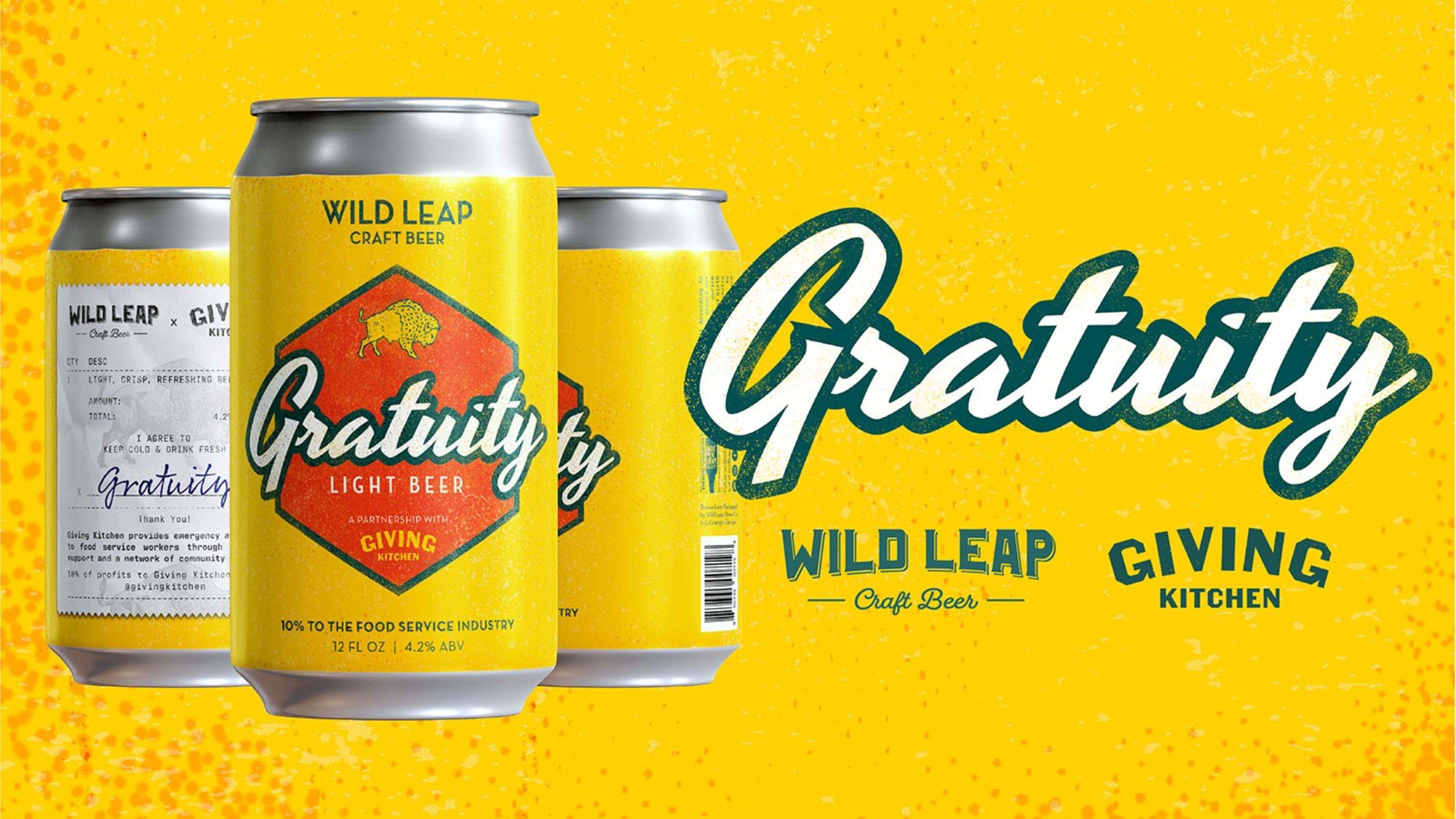 Wild Leap Gratuity Light Beer helps support the Giving Kitchen.
Courtesy of Wild Leap Craft Beer.