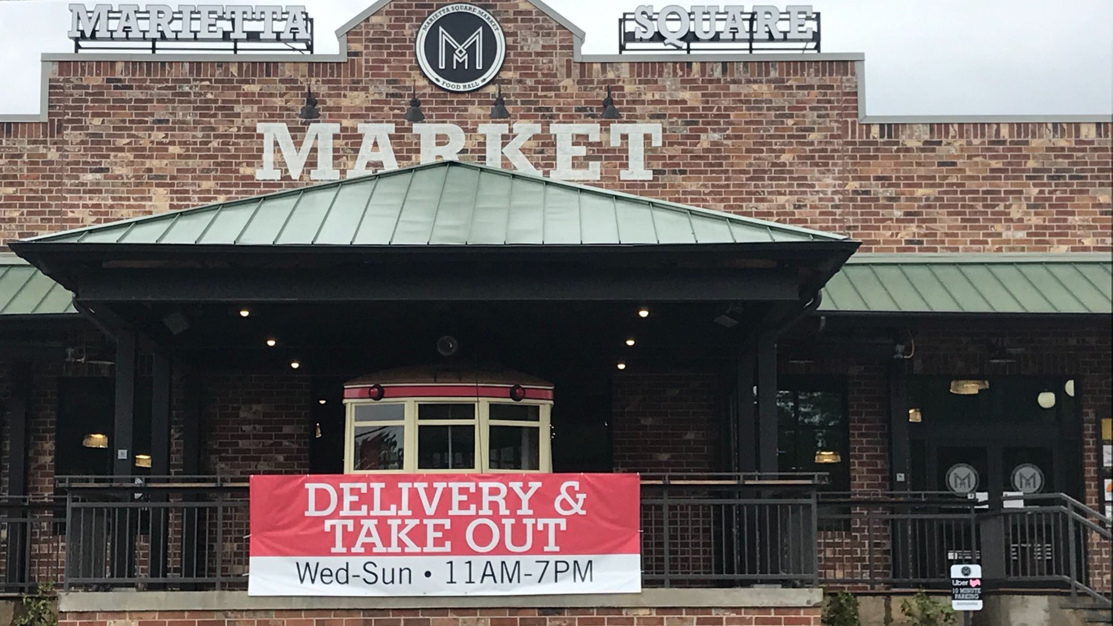 Five vendors currently are operating for takeout and delivery at Marietta Square Market. Ten additional food vendors are expected to reopen in May. LIGAYA FIGUERAS / LIGAYA.FIGUERAS@AJC.COM