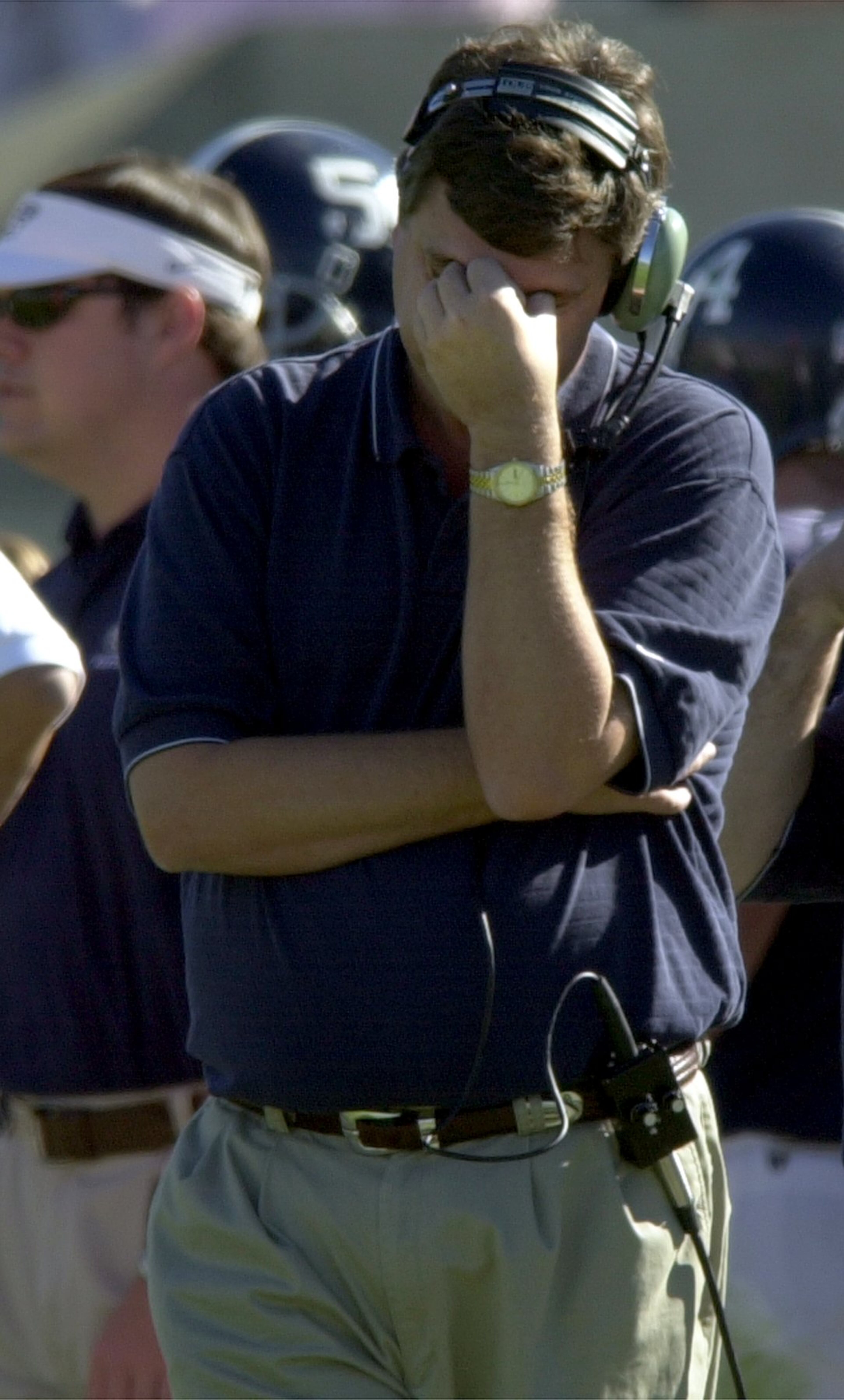 Paul Johnson ended his Georgia Southern career with a loss to Furman 24-17 in the Division I-AA semifinals on Saturday, Dec. 15, 2001. He was hired by Navy the Sunday before, but remained at Georgia Southern until the Eagles were eliminated from the playoffs. (Brant Sanderlin/AJC file photo)