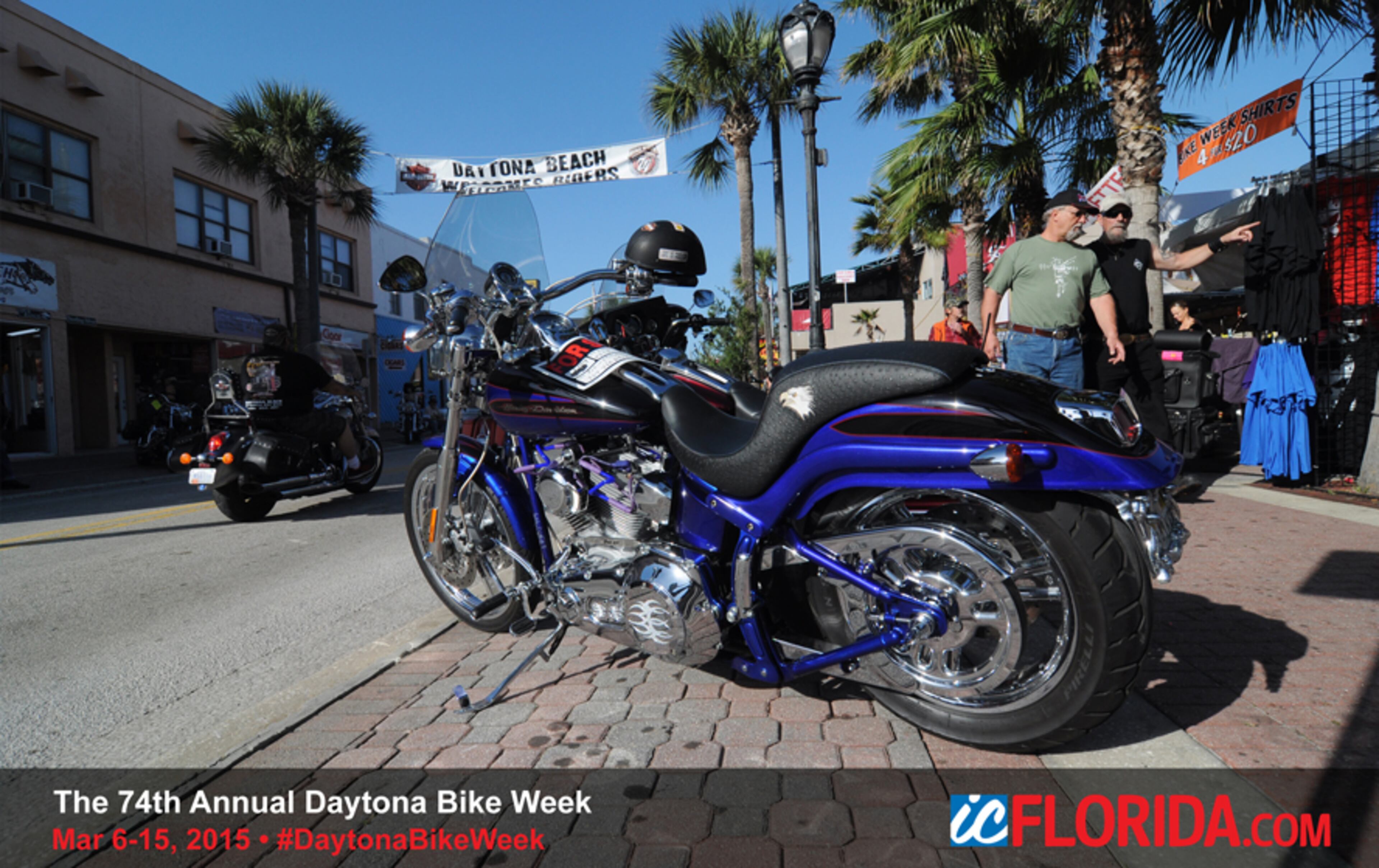 Motorcycle enthusiasts from all over the globe converged on Daytona Beach for the 74th Annual Bike Week. The 11-day long celebration of the biker culture featured live entertainment, a ton of sunshine, lots of loud pipes, colorful characters and a sea of chrome-adorned, creatively decorated motorcycles.