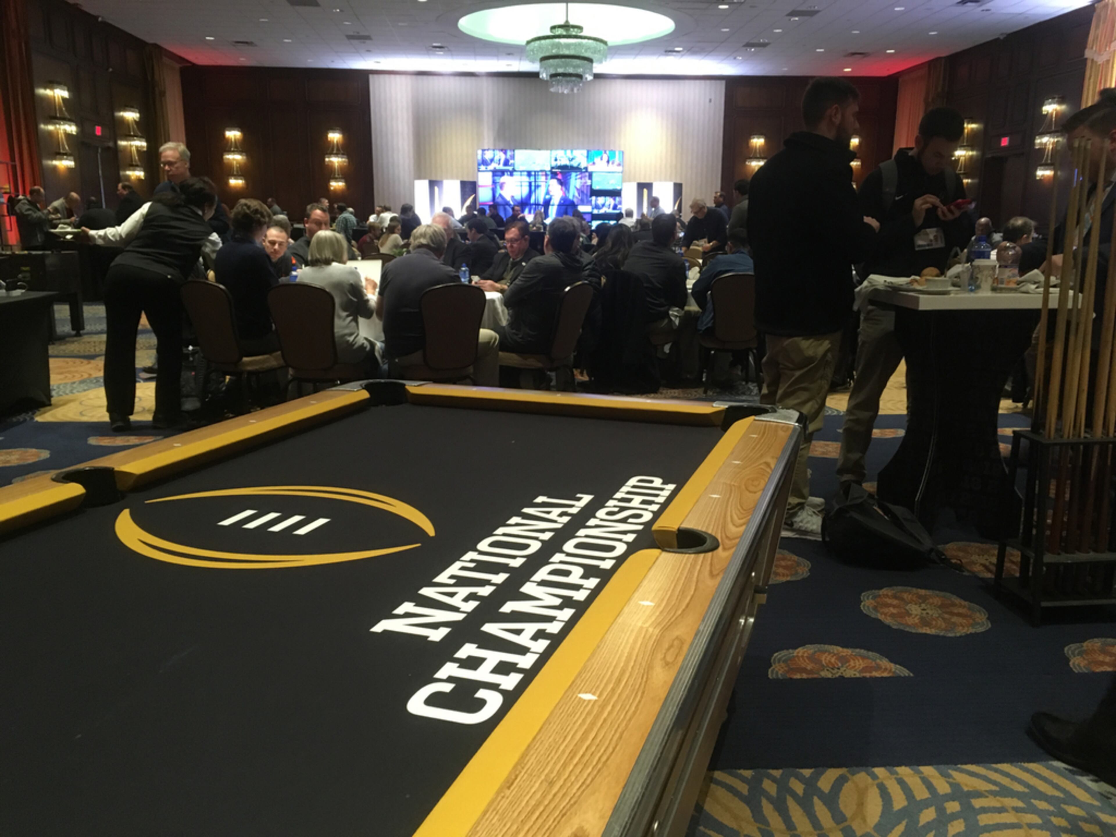 The media encampment at the Sheraton. Photo: Jennifer Brett
