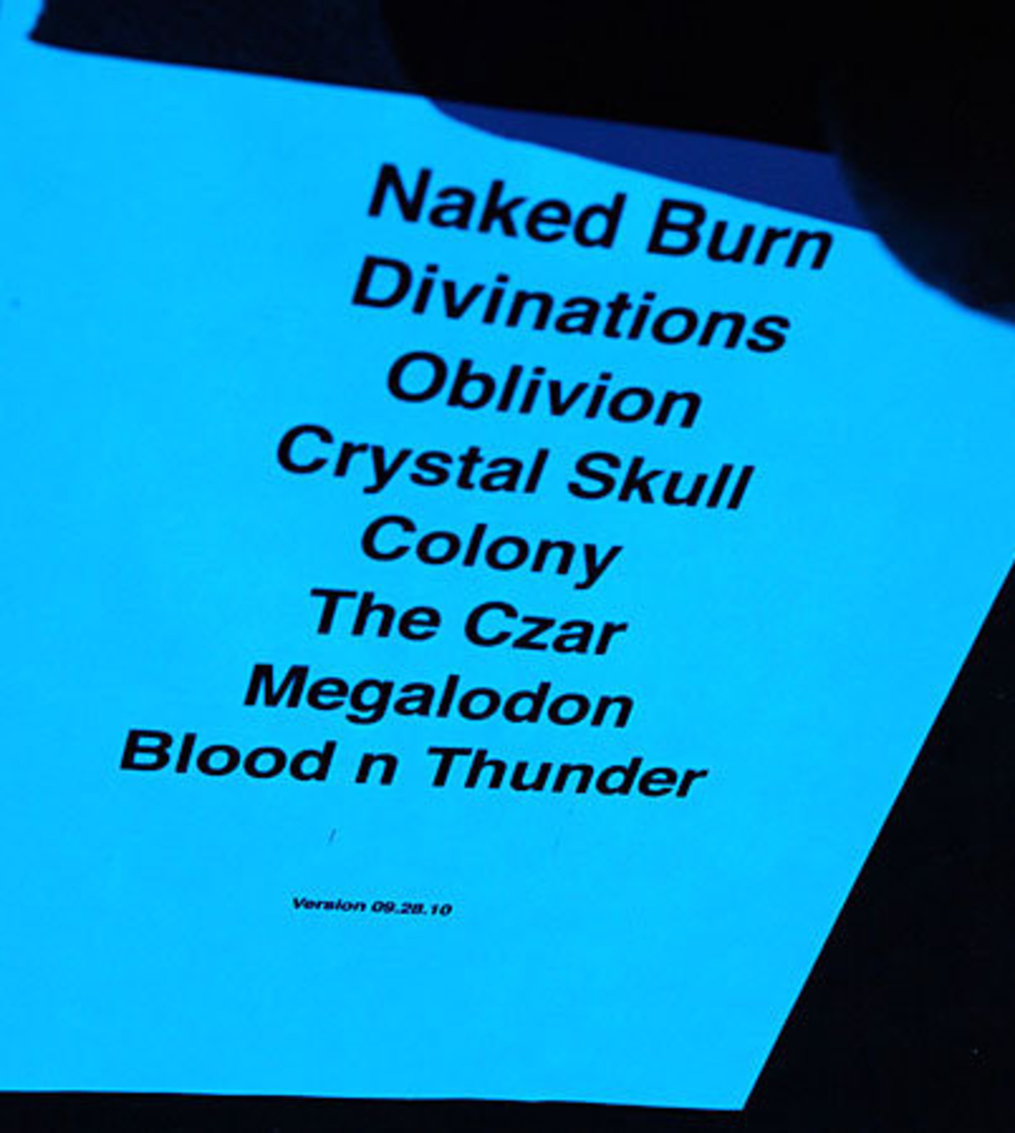 The Mastodon set list.