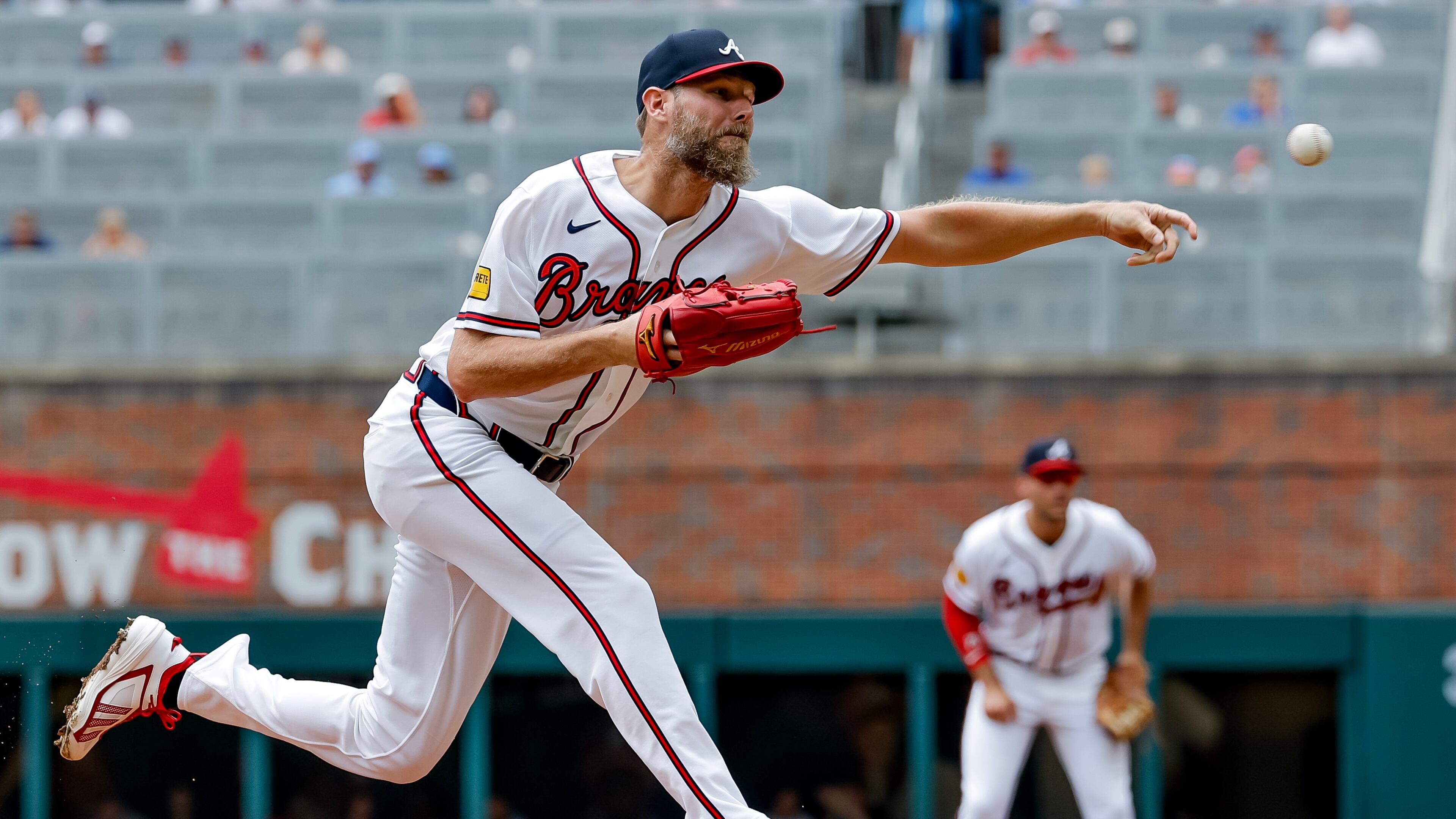 Chris Sale "was masterful again,” the Braves' manager said of the starting pitcher after Atlanta beat the San Diego Padres on Thursday, July 23, 2026, in Atlanta. (Erik S. Lesser/AP)