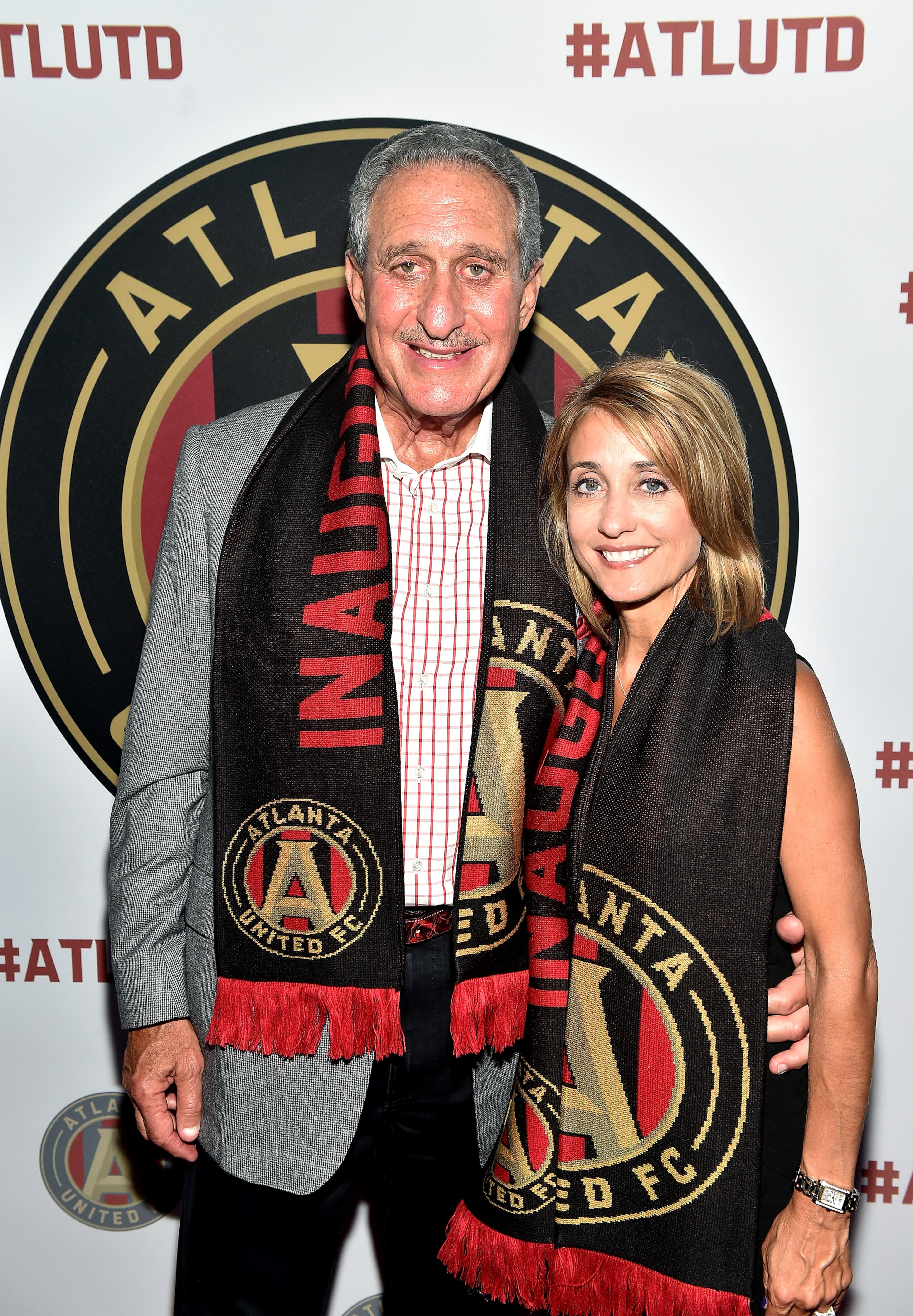 MLS Atlanta owner Arthur Blank and Angela Macuga attend the MLS Atlanta Launch Event at SOHO on July 7, 2015 in Atlanta. (Photo by Paras Griffin/Getty Images for MLS Atlanta)