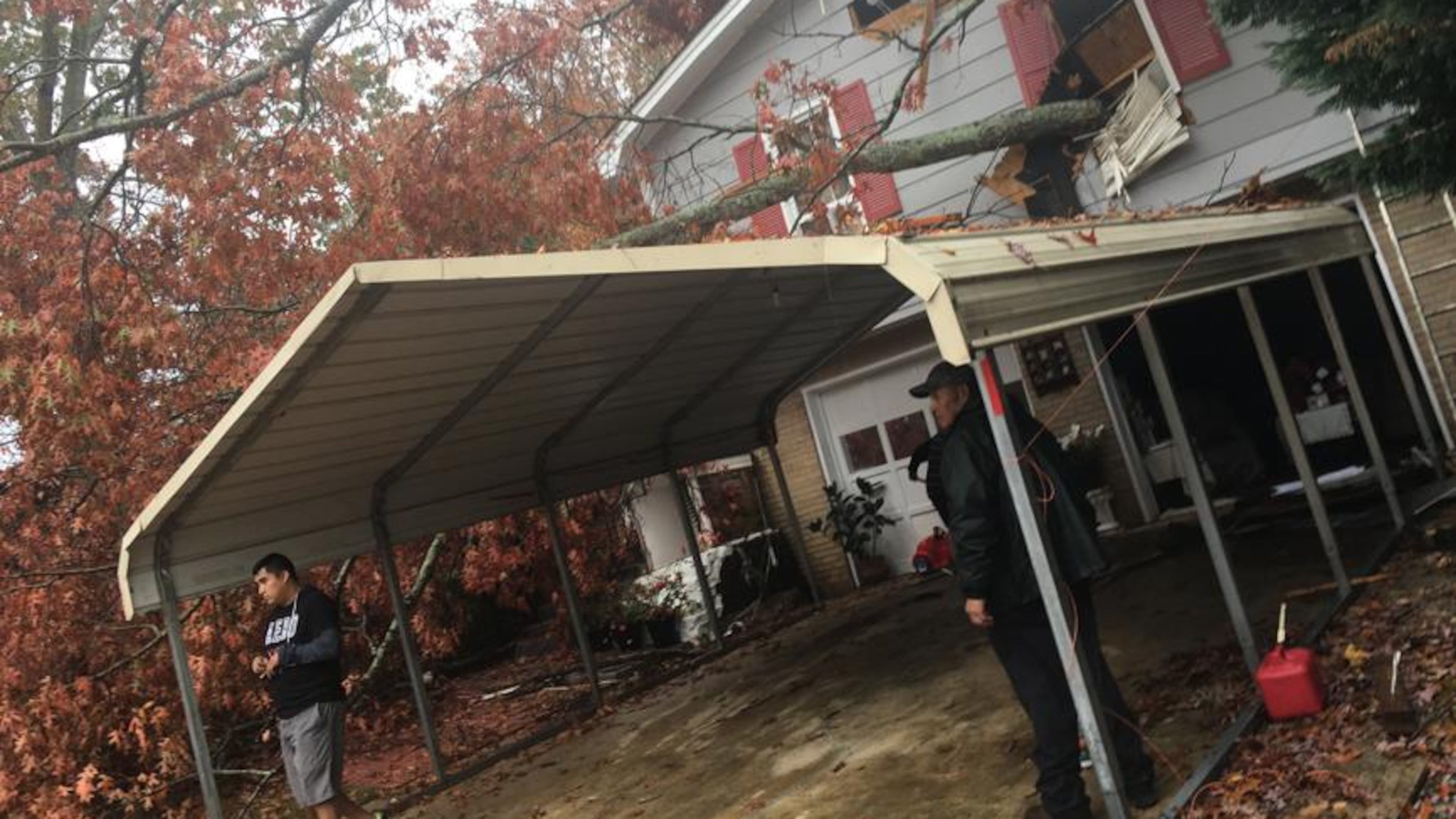 A tree fell on a house in Duluth following Wednesday's tornado warning.