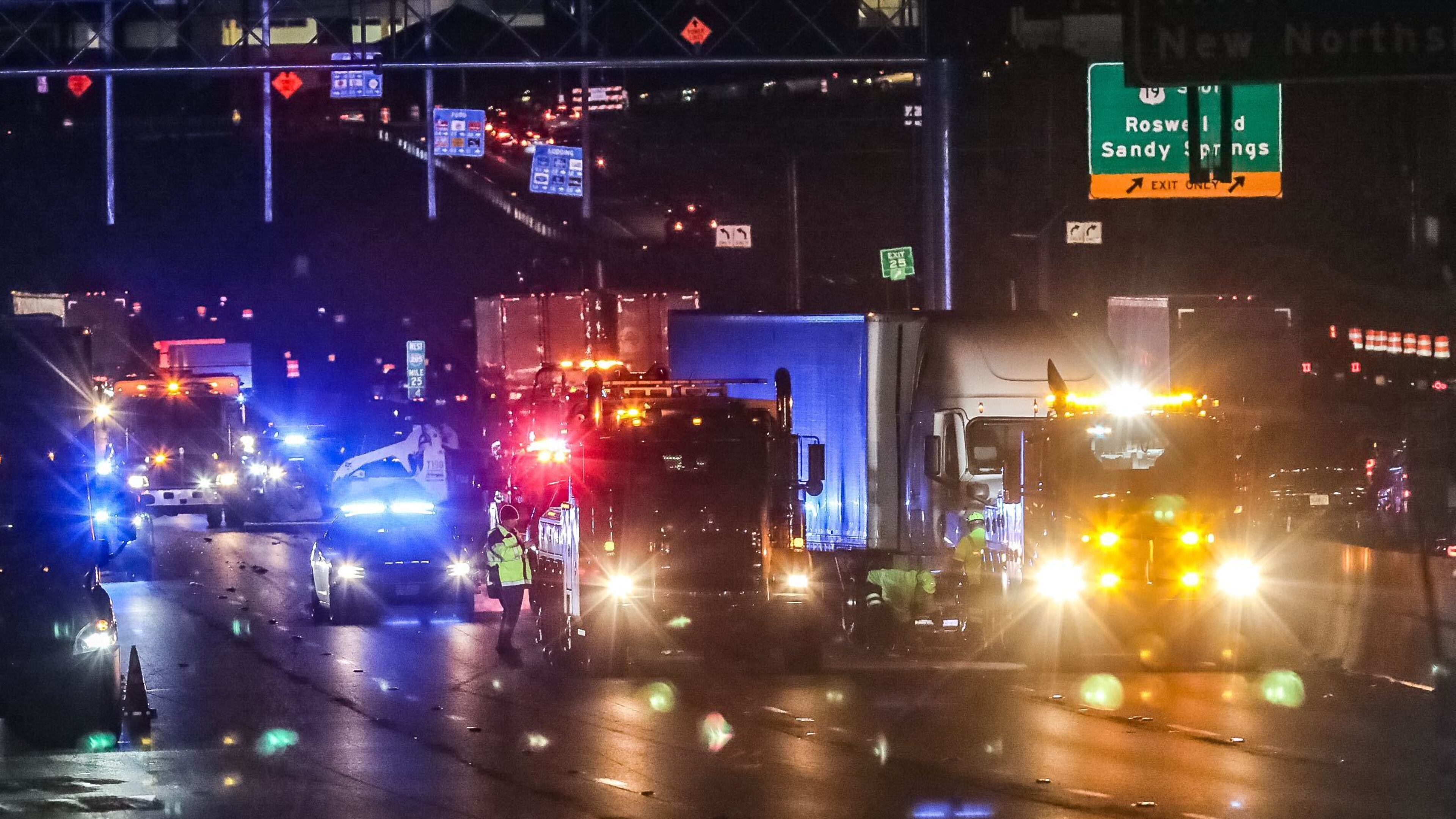 Delays were reported on I-285 in Sandy Springs following a crash involving a tractor-trailer and a sedan, police said.