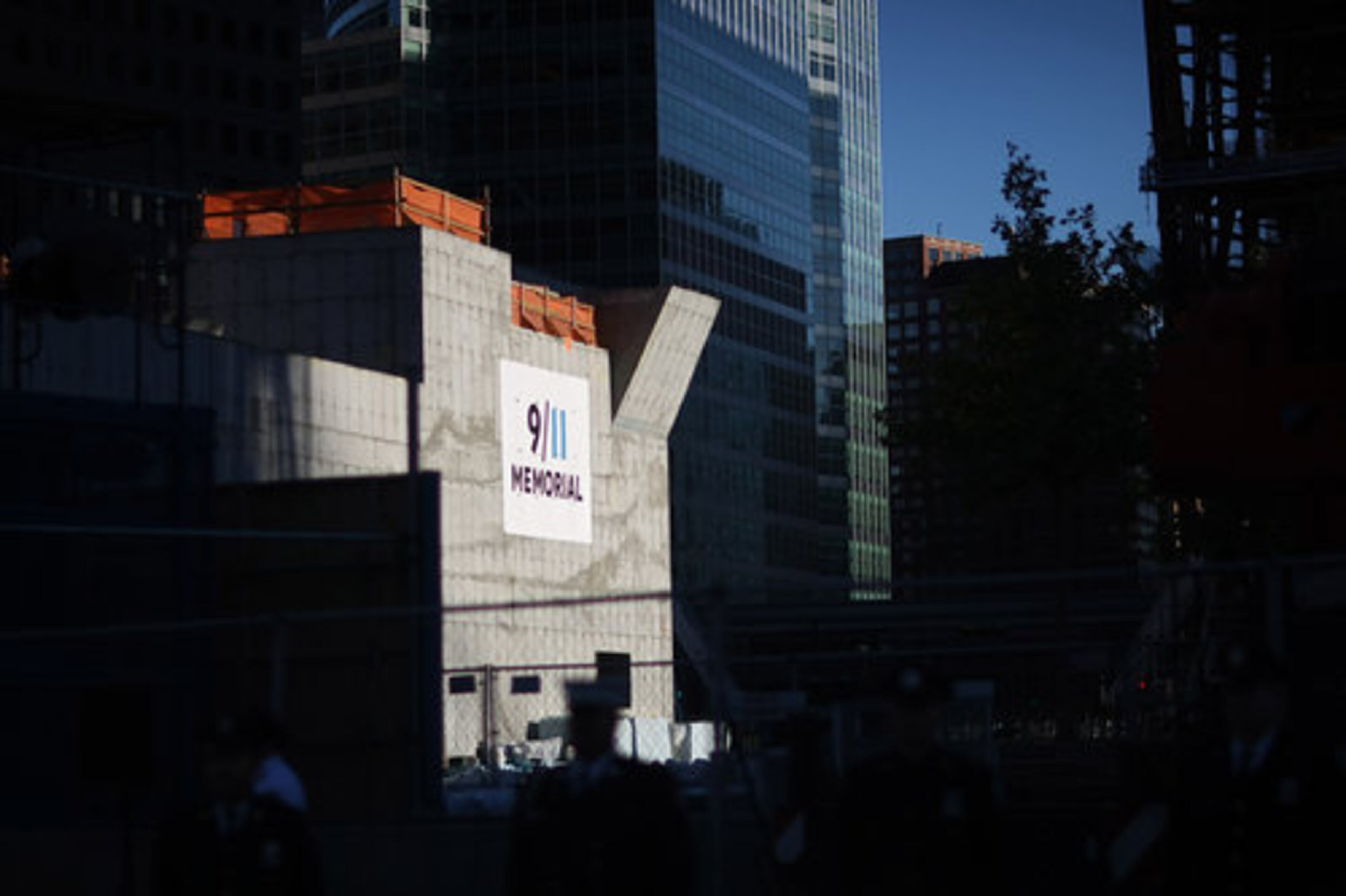 Sunlight begins to fill the area at Ground Zero shortly before the start of ceremonies.