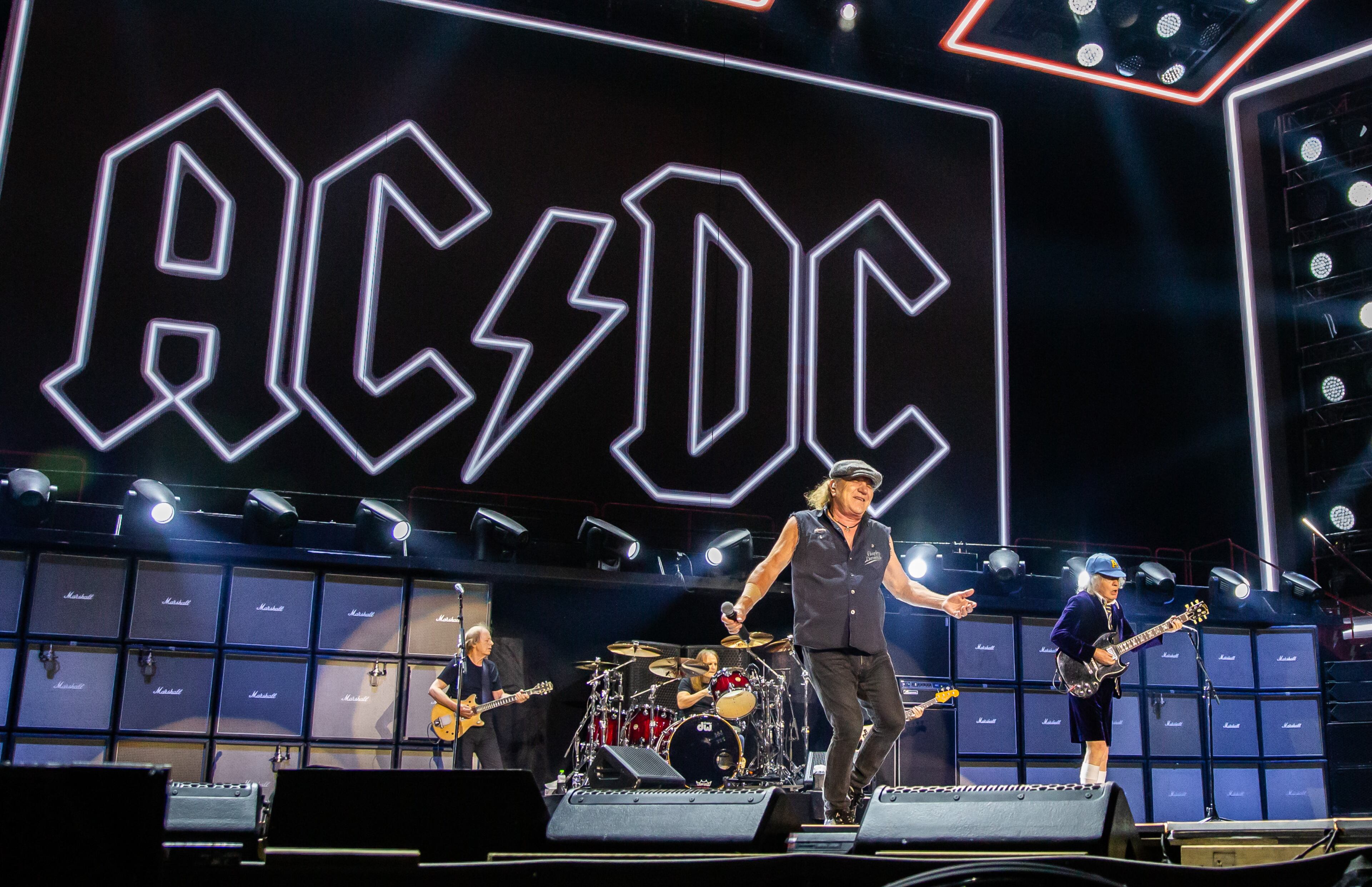AC/DC played a blistering set of classic rock anthems Thursday night for screaming fans. (Ryan Fleisher for the AJC)