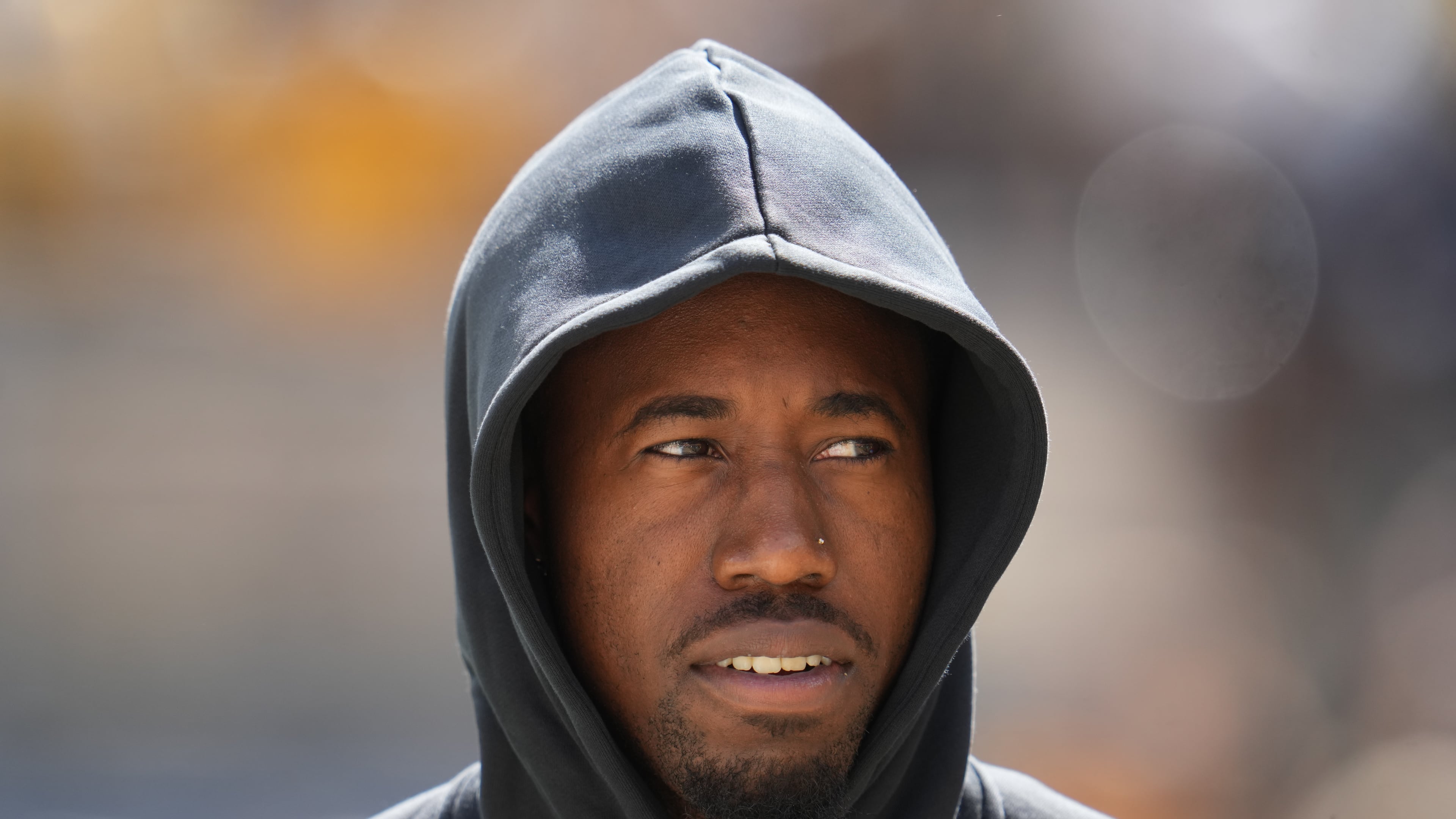 Pittsburgh Steelers cornerback Joey Porter Jr. during warmups before an NFL football game against the Cincinnati Bengals in Pittsburgh, Sunday, Sept. 27, 2026. (AP Photo/Gene J. Puskar)