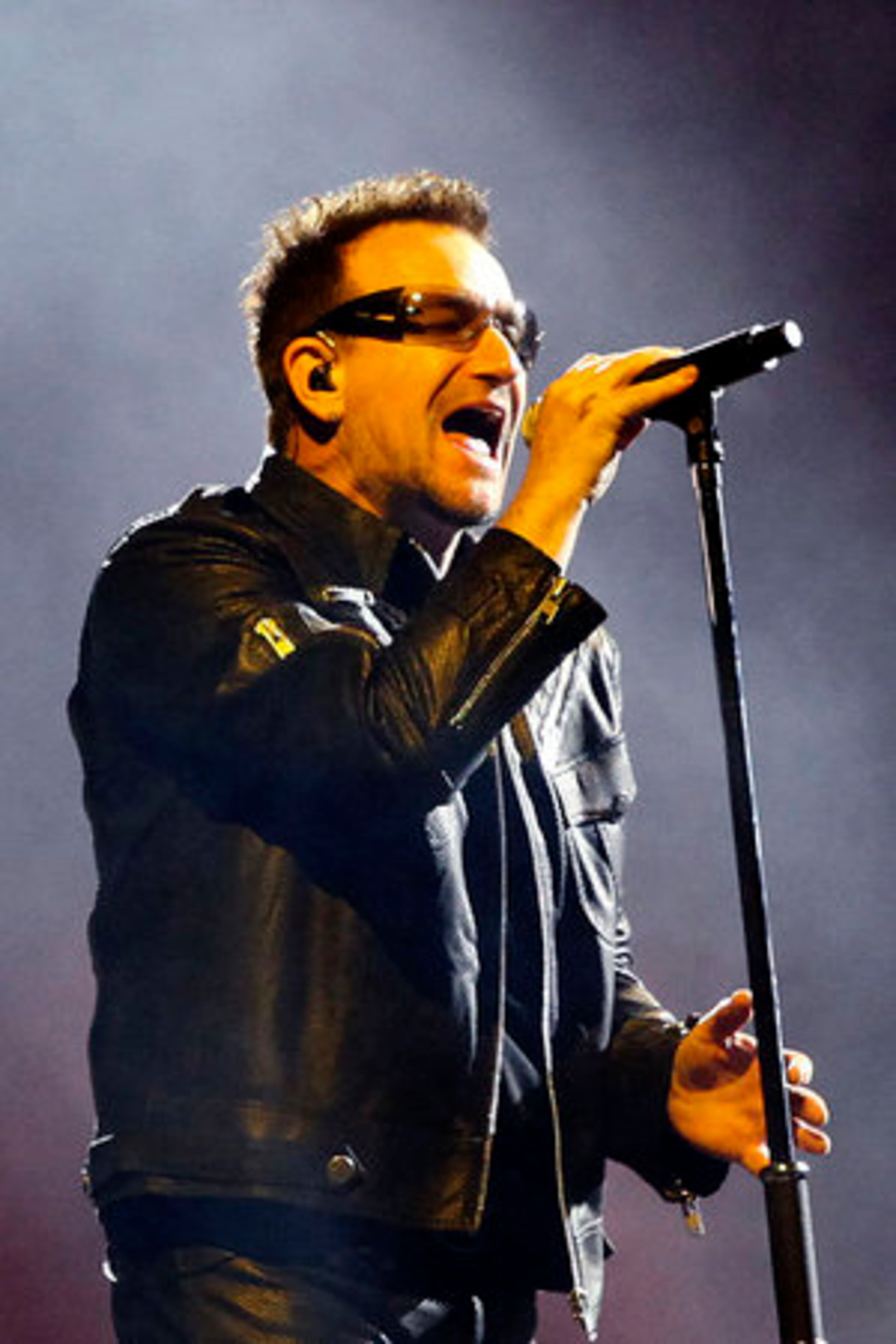 Bono performs.