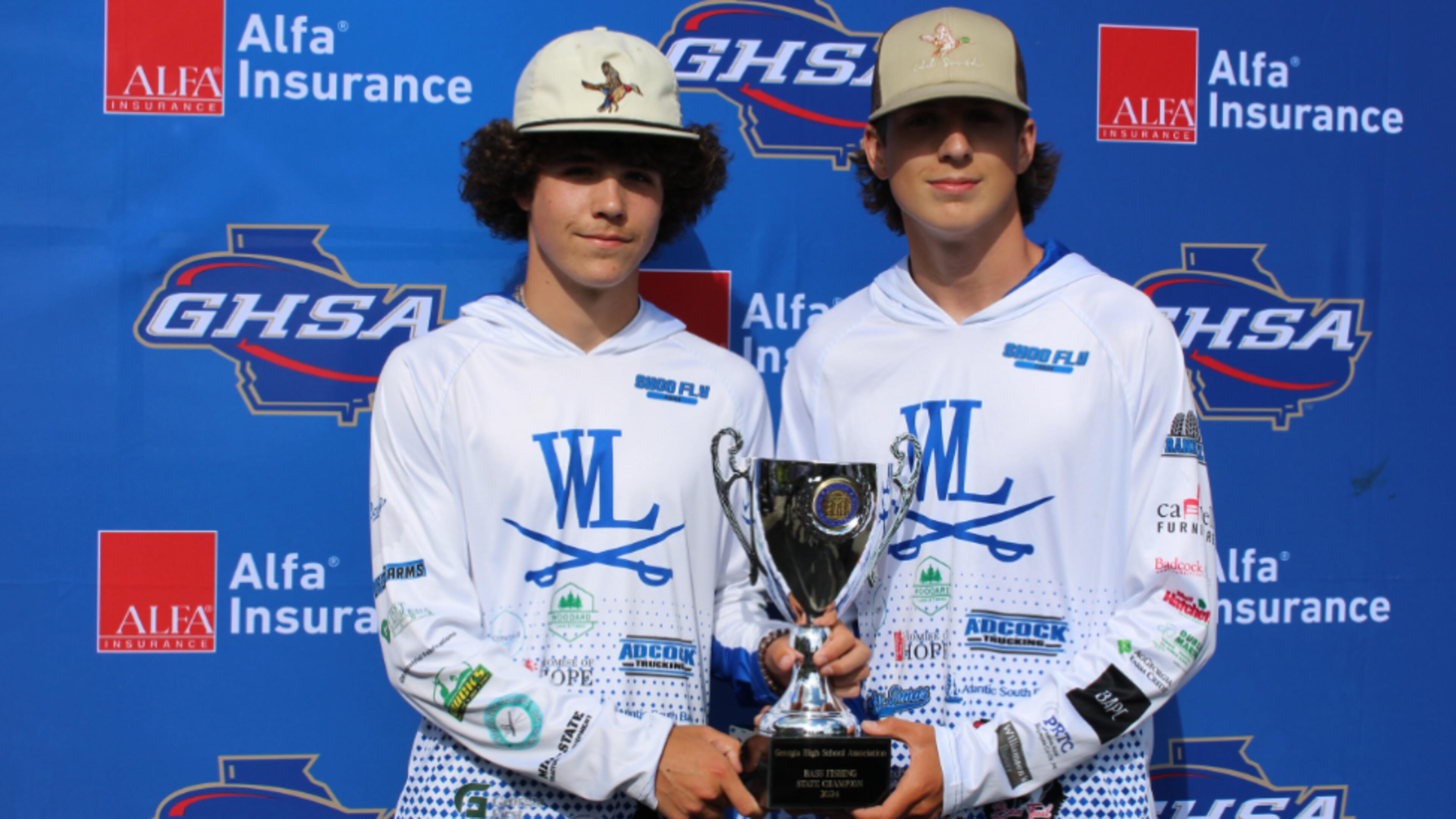 The West Laurens team of J.T. Brooks (L) and Ryan Soles won the 2024 GHSA bass fishing title. (Courtesy of Georgia High School Association)