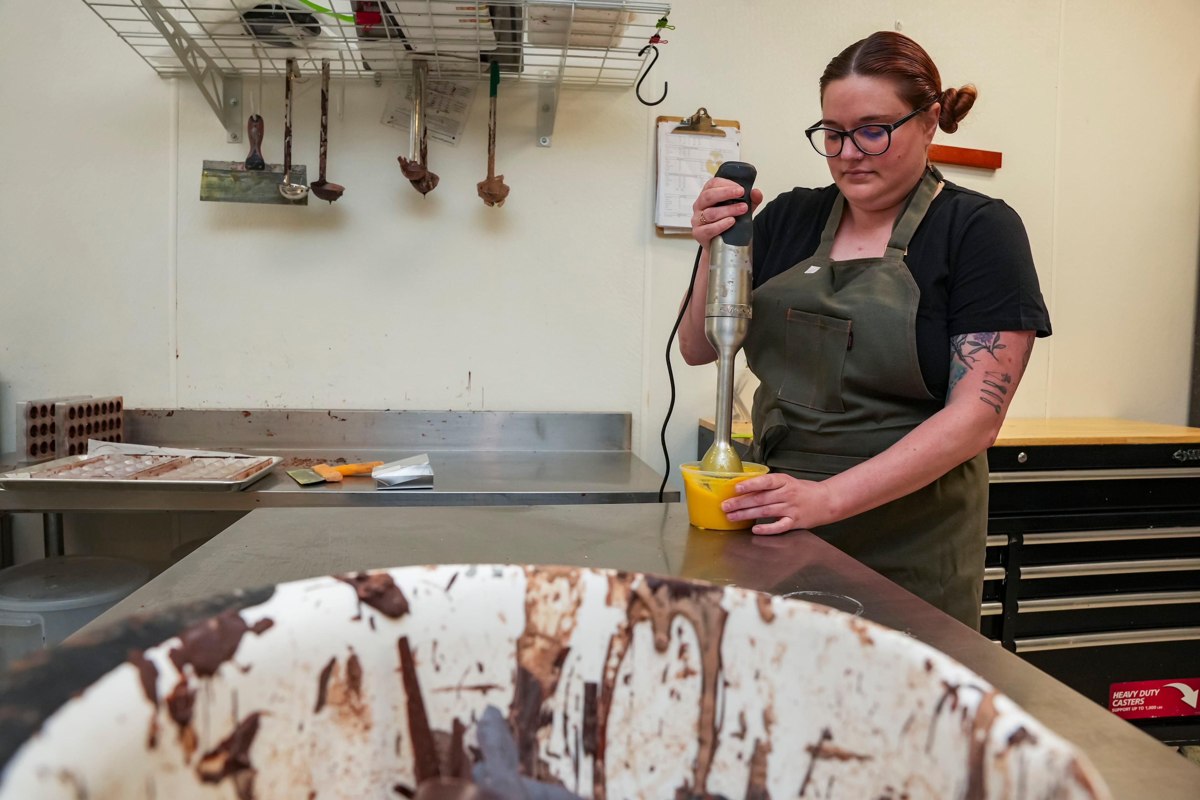 Jocelyn Dubuke created Jardi Chocolates in 2015 and opened Atlanta Candy Kitchen more recently, and Dubuke says she doesn't plan to open a retail space for either. (Olivia Bowdoin for the AJC)