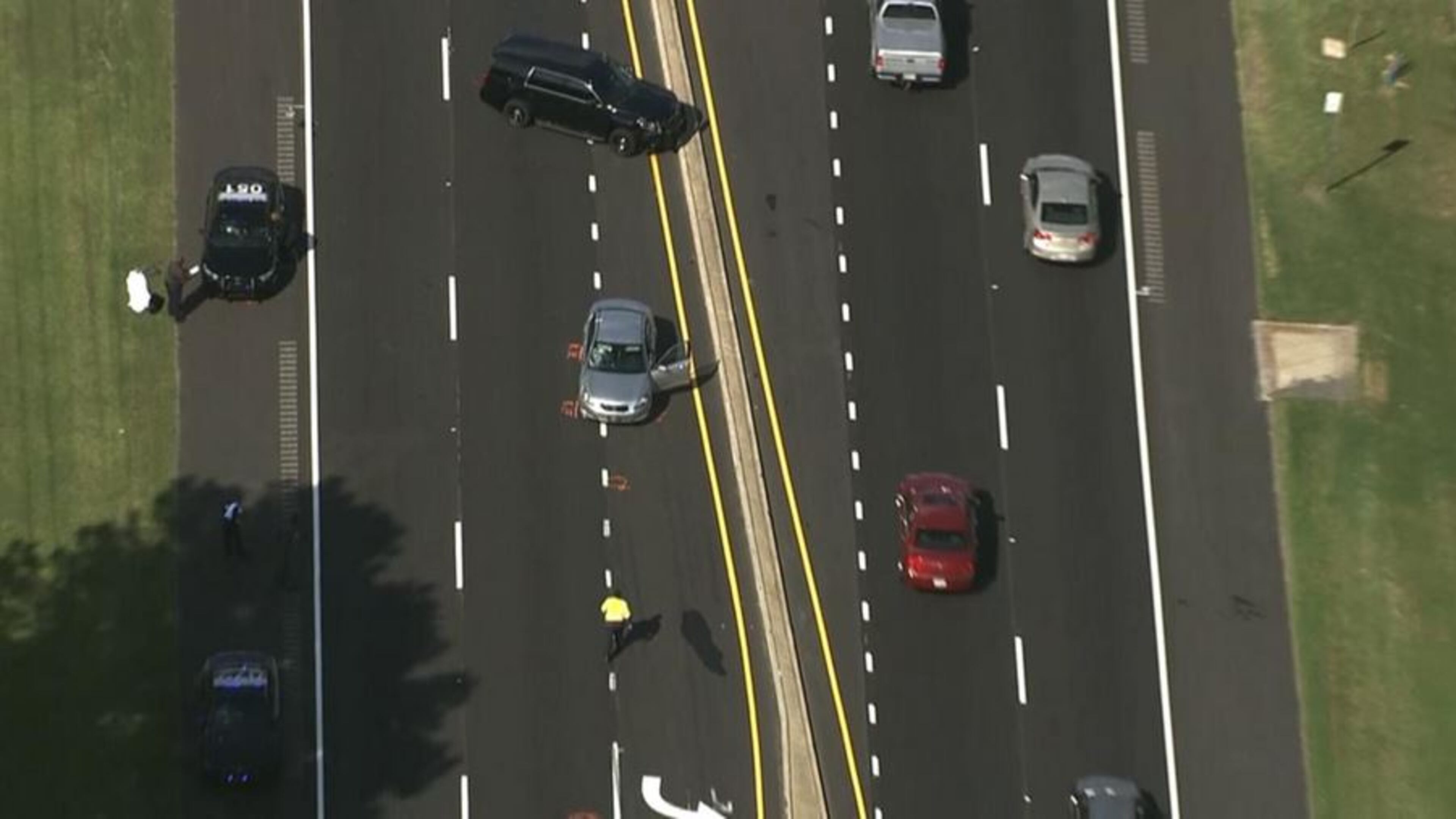 This was the scene on Fulton Industrial Boulevard where a pedestrian was hit and killed. (Credit: Channel 2 Action News)