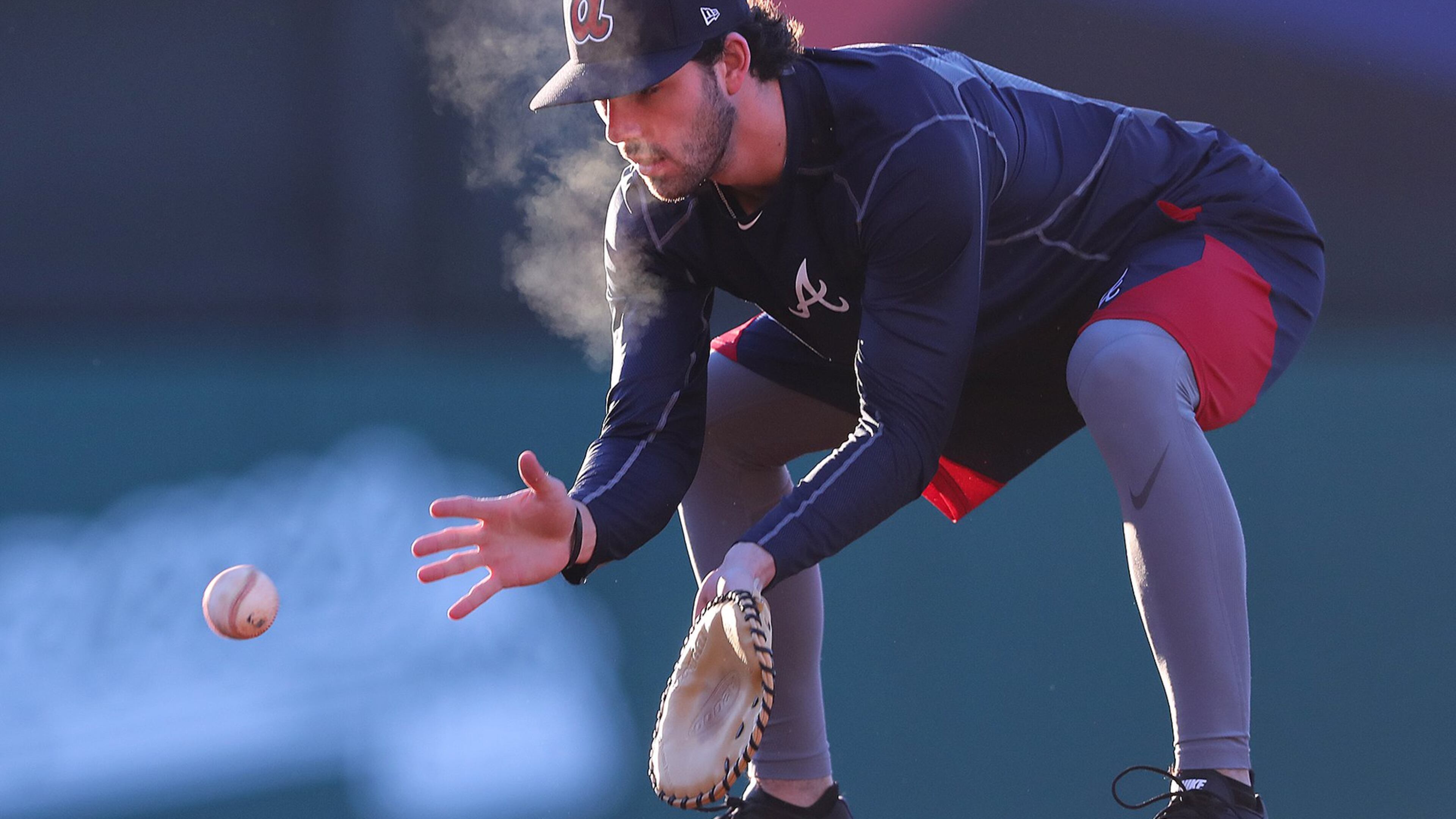Braves shortstop Dansby Swanson, pictured during an early spring training workout, hasn’t played since leaving Saturday’s game with back tightness. (Curtis Compton/ccompton@ajc.com)