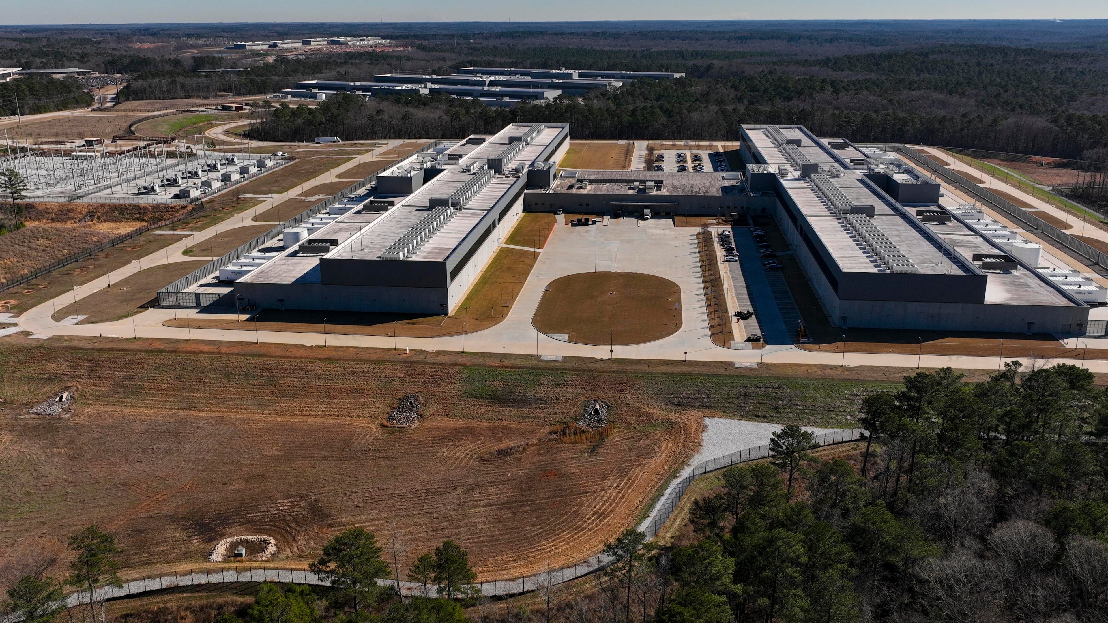 FILE - Meta's Stanton Springs Data Center is visible Jan. 13, 2026, in Newton County, Ga. (AP Photo/Mike Stewart, File)