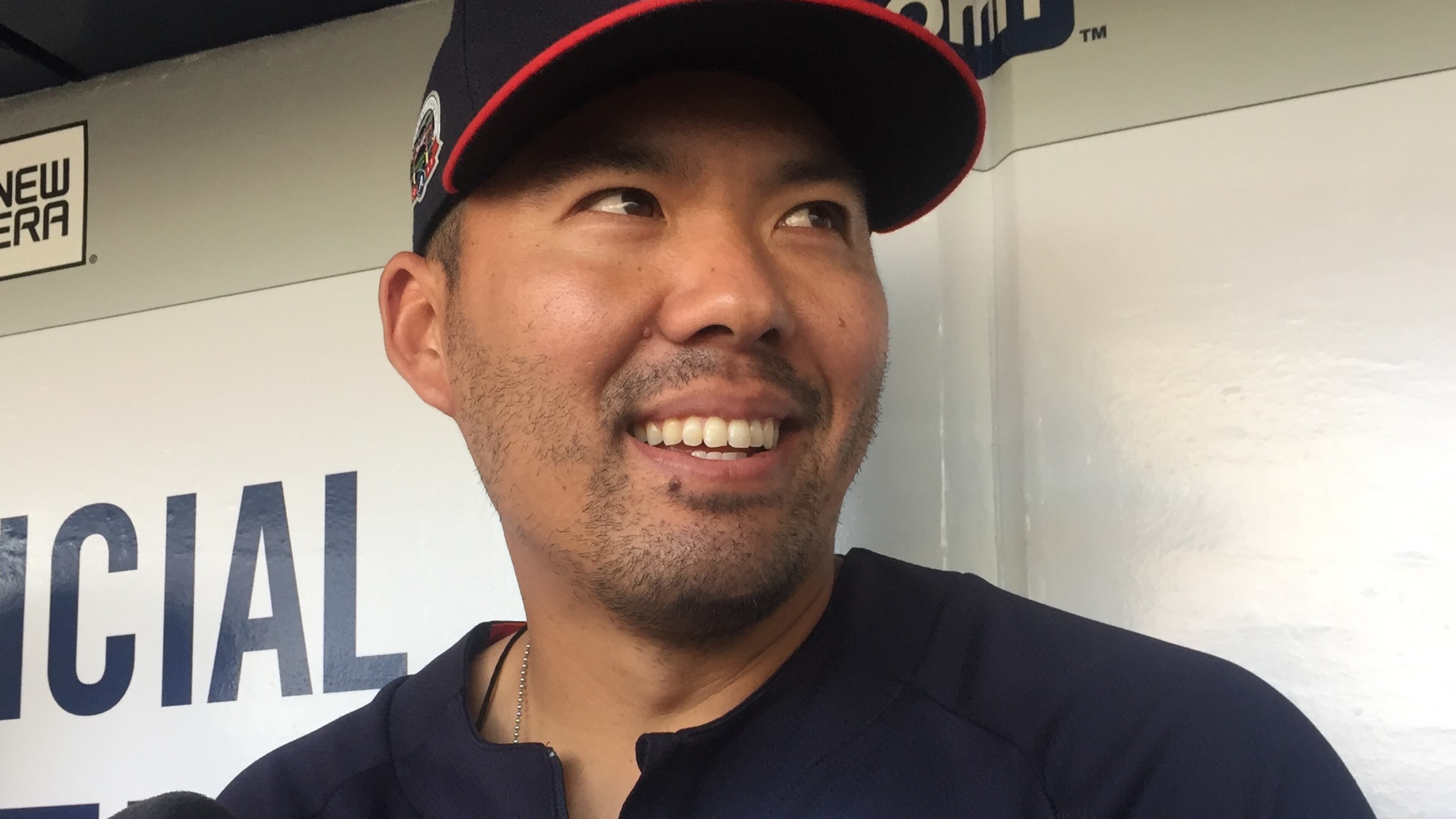 Braves catcher Kurt Suzuki was all smiles after reaching a one-year extension with the team on Friday. (Gabriel Burns/ AJC)