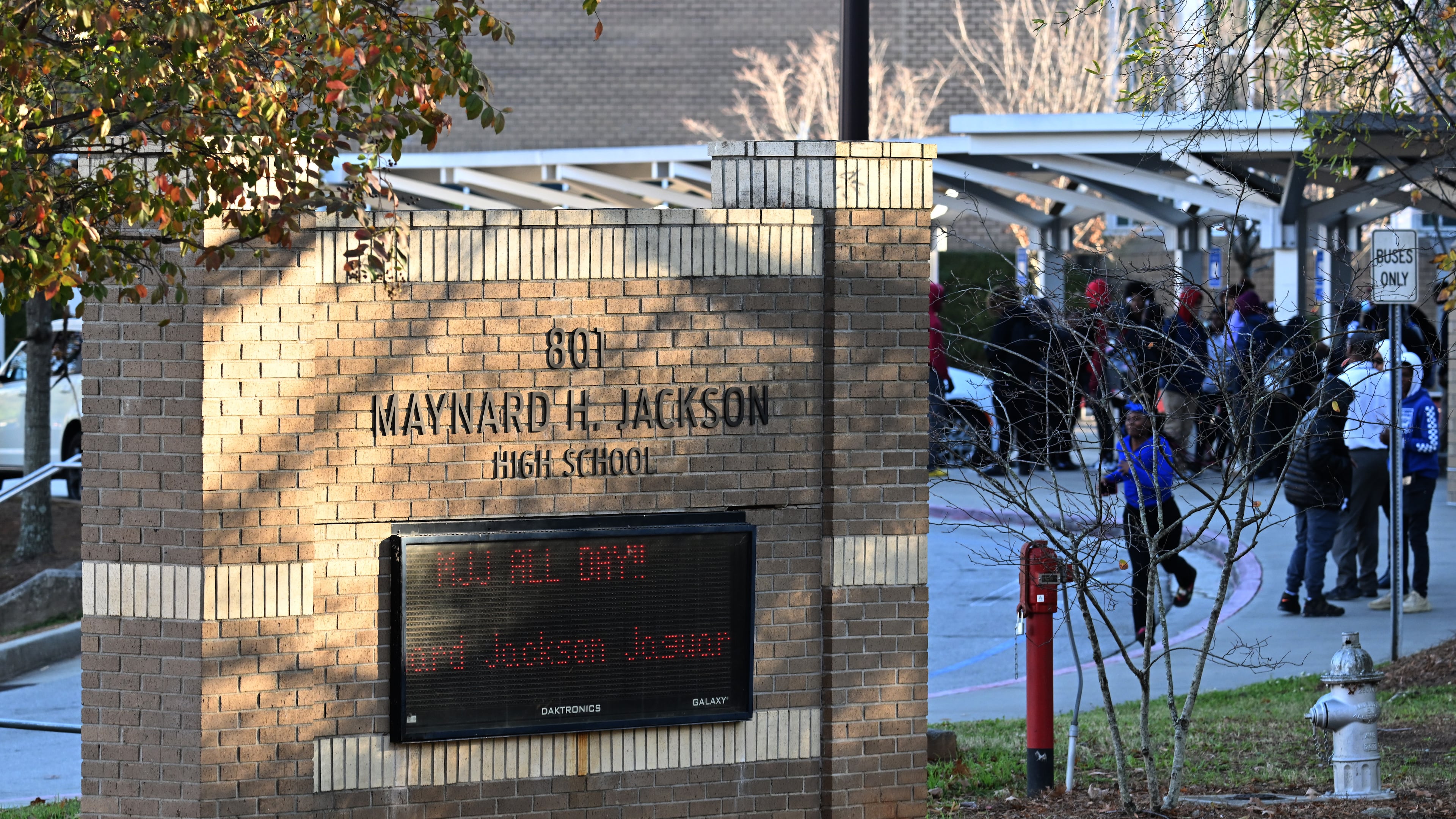 Photo shows Maynard Jackson High School, located near I-20 in Atlanta. Reports say some members of its marching band were subjected to racist language during a football game against Jefferson High last Friday. (Hyosub Shin/AJC 2022)