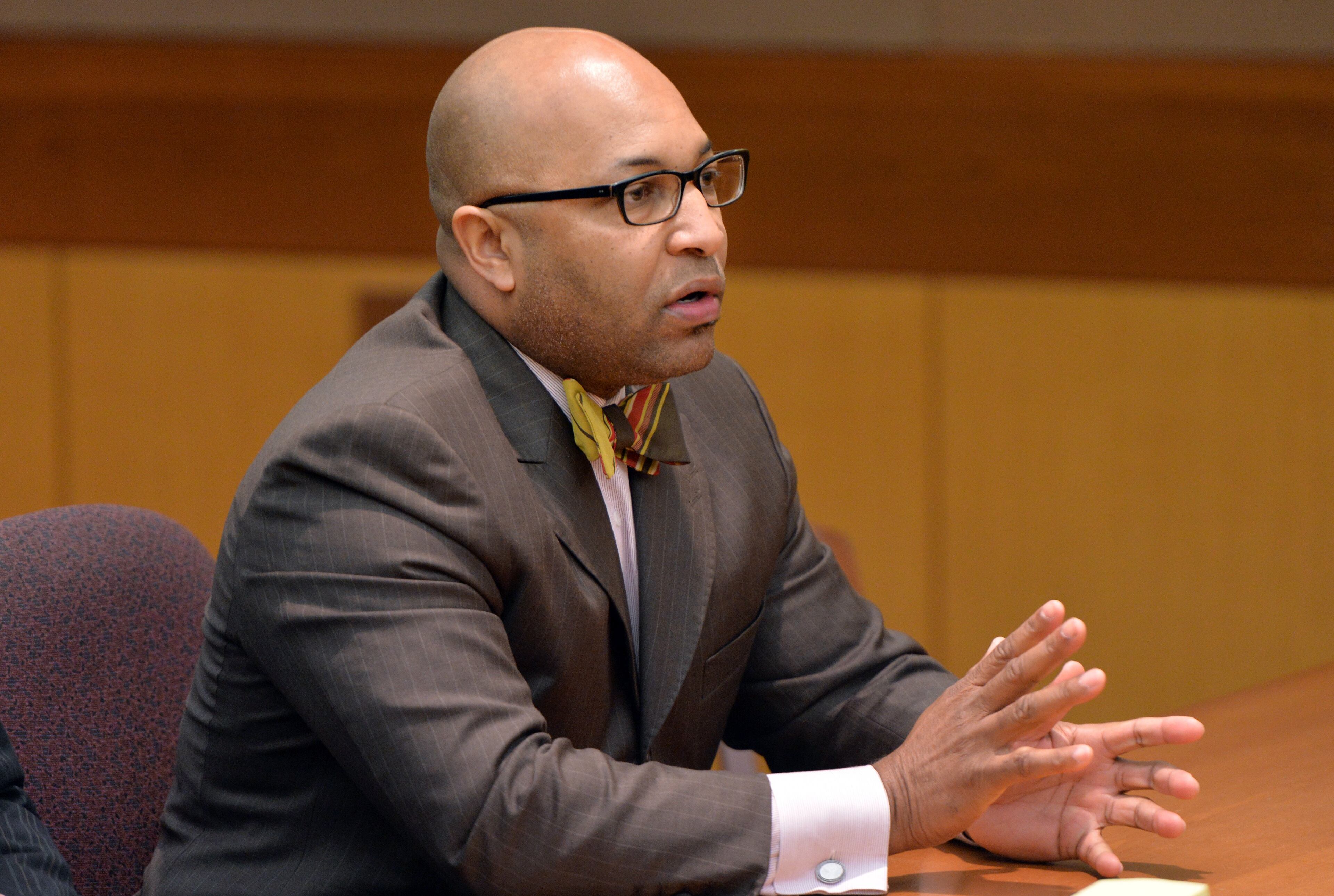 Lucious Brown, former principal of Kennedy Middle School, speaks during his plea hearing on Friday, January 17, 2014. Lucious Brown on Friday became the third principal to plead guilty in the Atlanta Public Schools test-cheating scandal. Brown, who once headed Kennedy Middle School, pleaded guilty to a single felony count before Fulton County Superior Court Judge Jerry Baxter. HYOSUB SHIN / HSHIN@AJC.COM